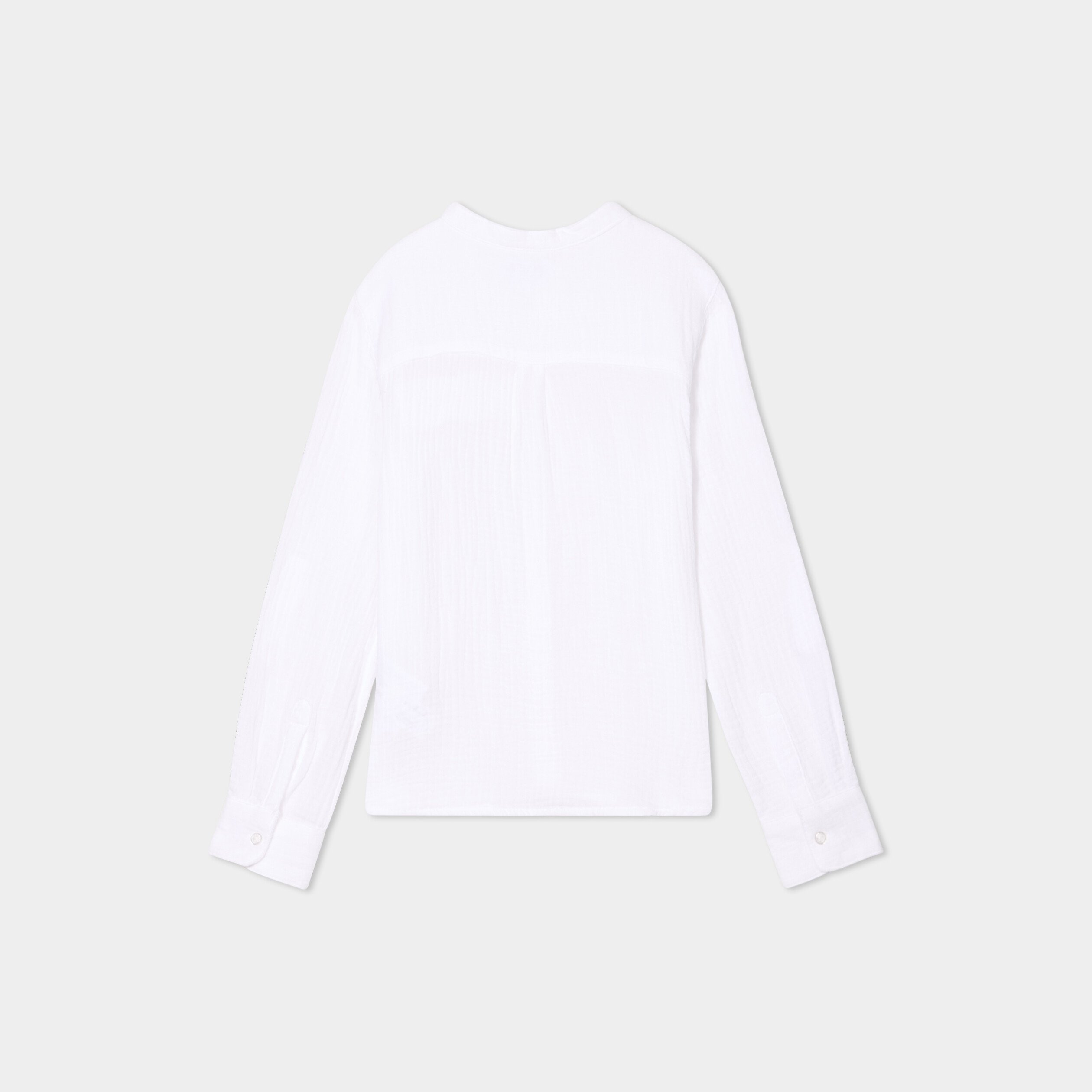 chemise gaze coton manches retroussables blanc garcon Chemise gaze coton manches retroussables blanc garçon