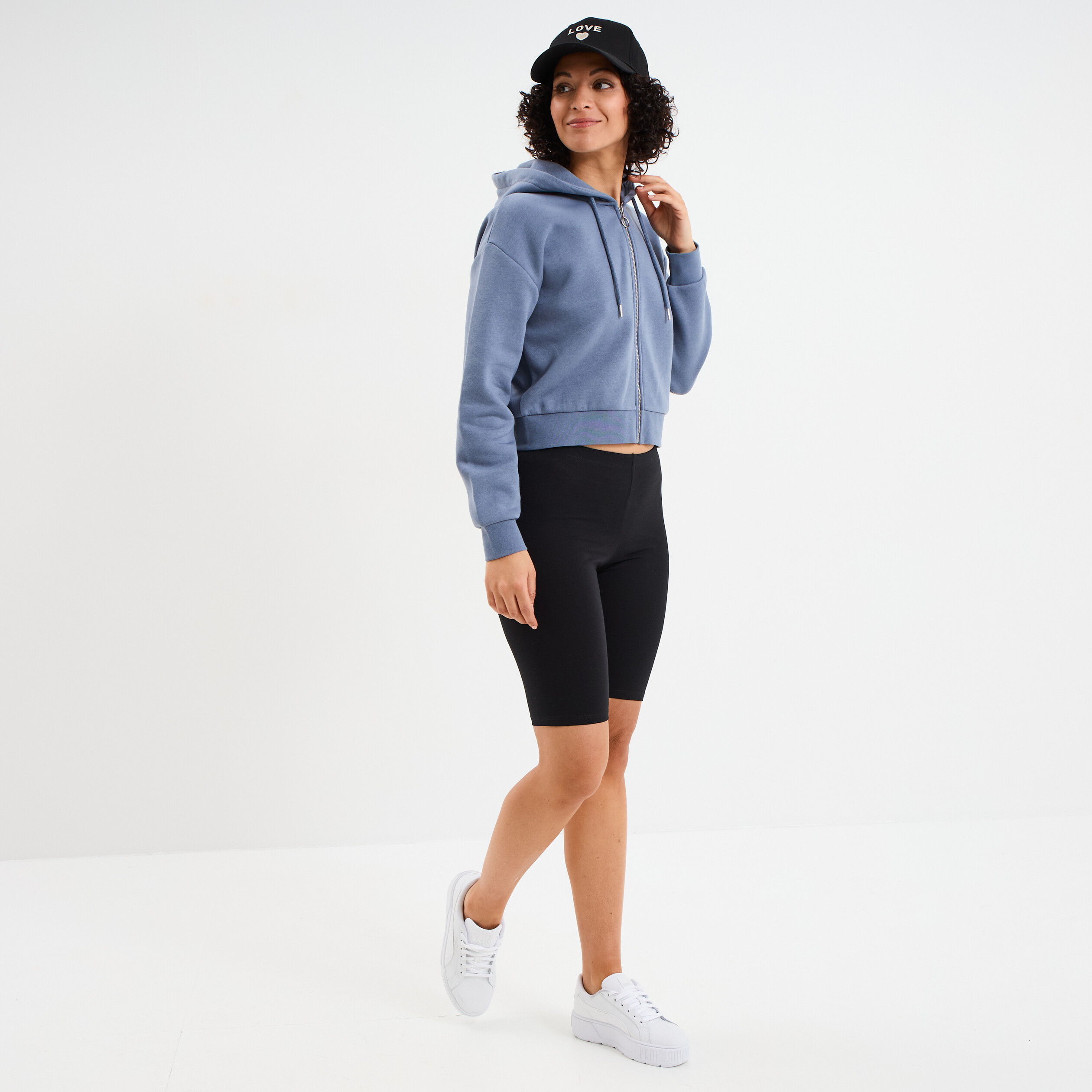 Short cycliste coton stretch noir femme
