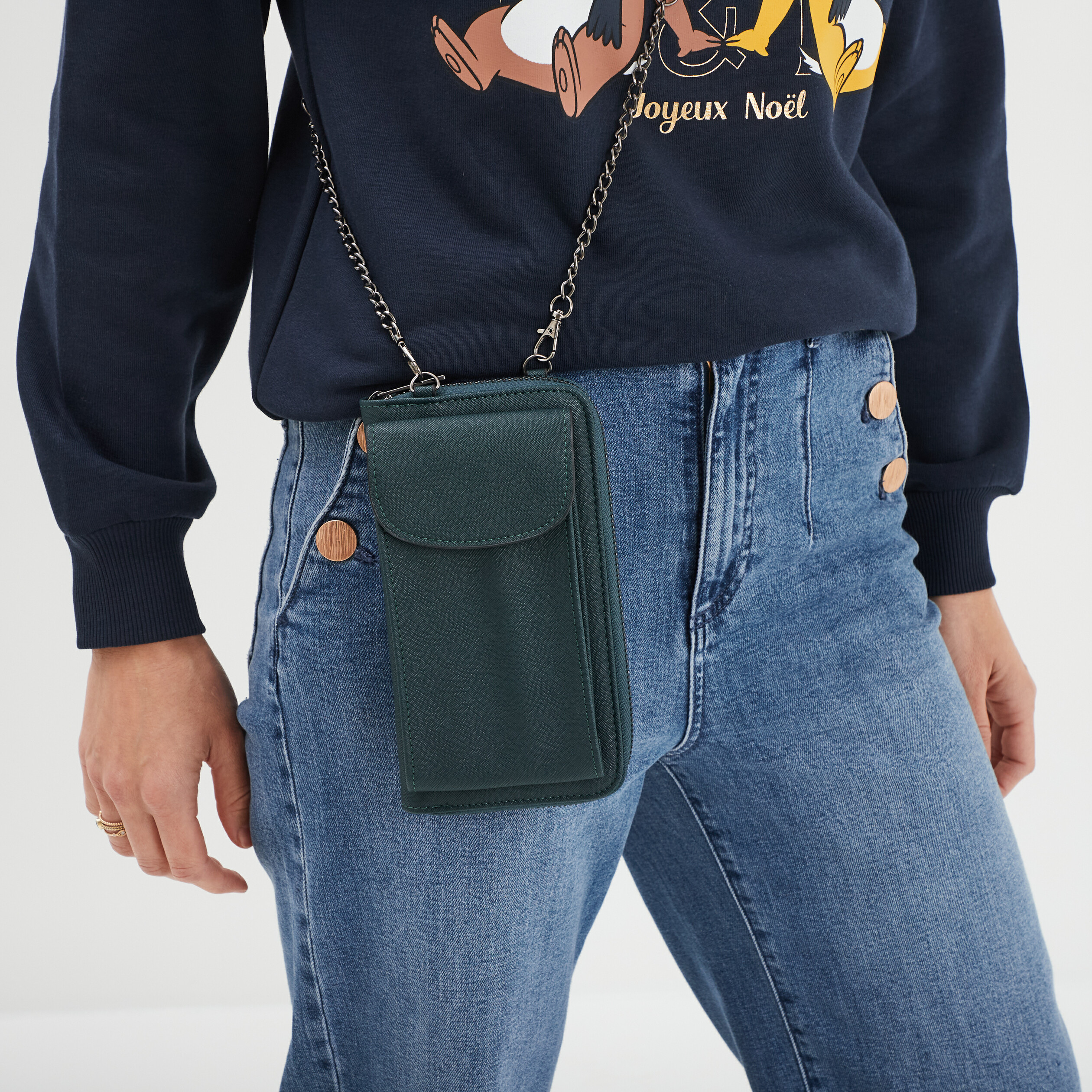 Sac pochette bleu canard femme La Halle