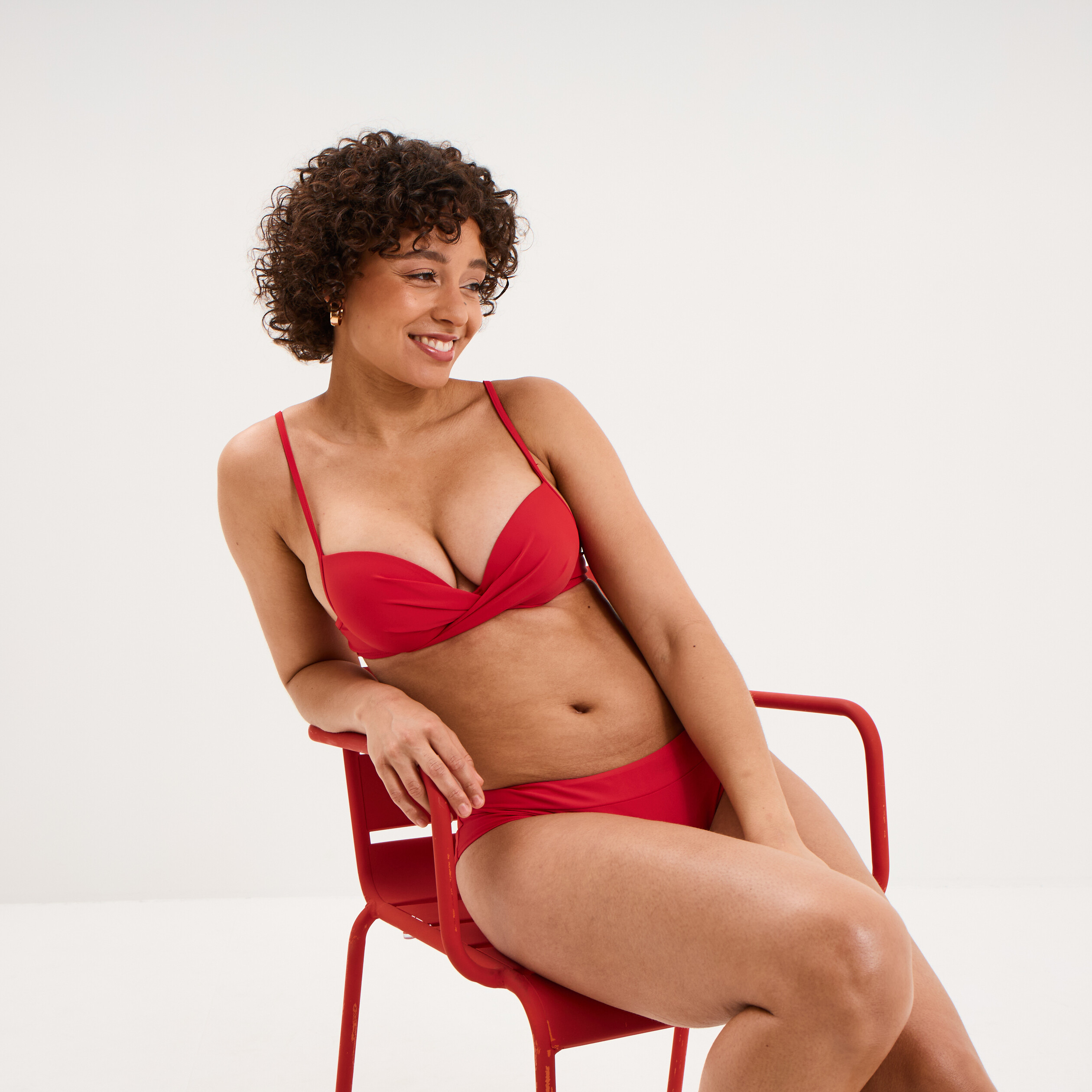 Haut de maillot de bain push up armatur&eacute; rouge fonc&eacute; femme