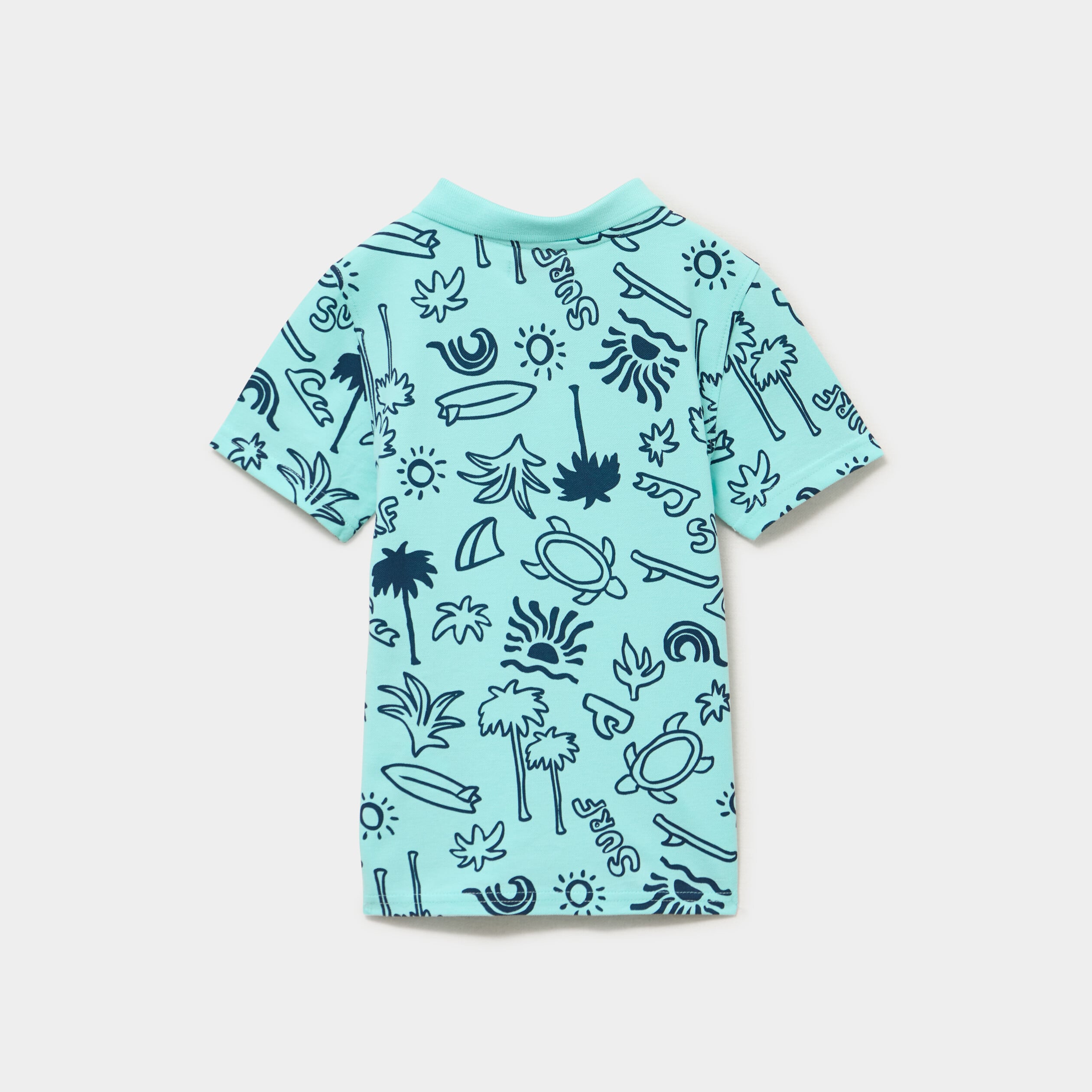 Polo manches courtes bleu turquoise gar&ccedil;on