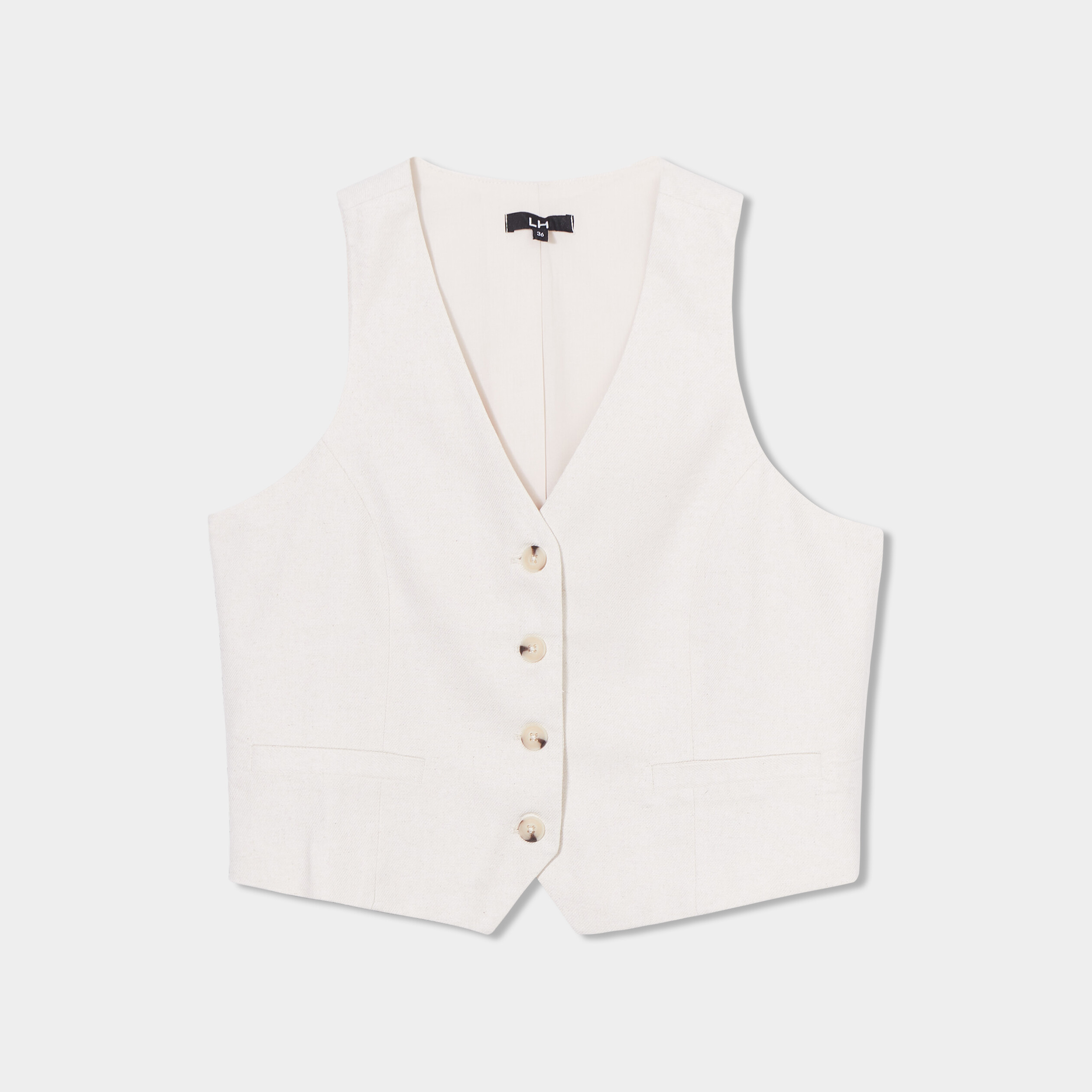 gilet de costume boutonne beige femme Gilet de costume boutonné beige femme