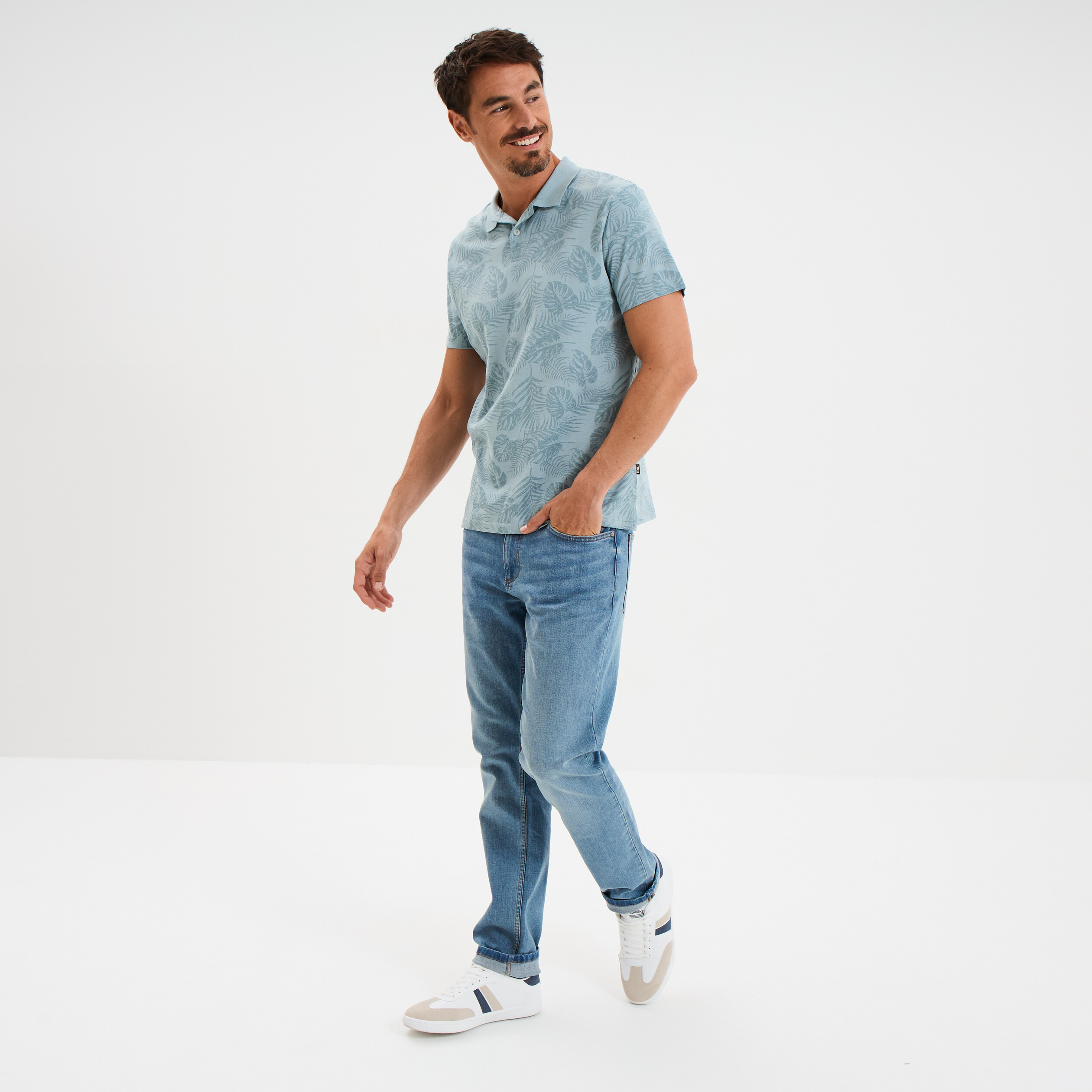 polo manches courtes coton bleu gris homme Polo manches courtes coton bleu gris homme