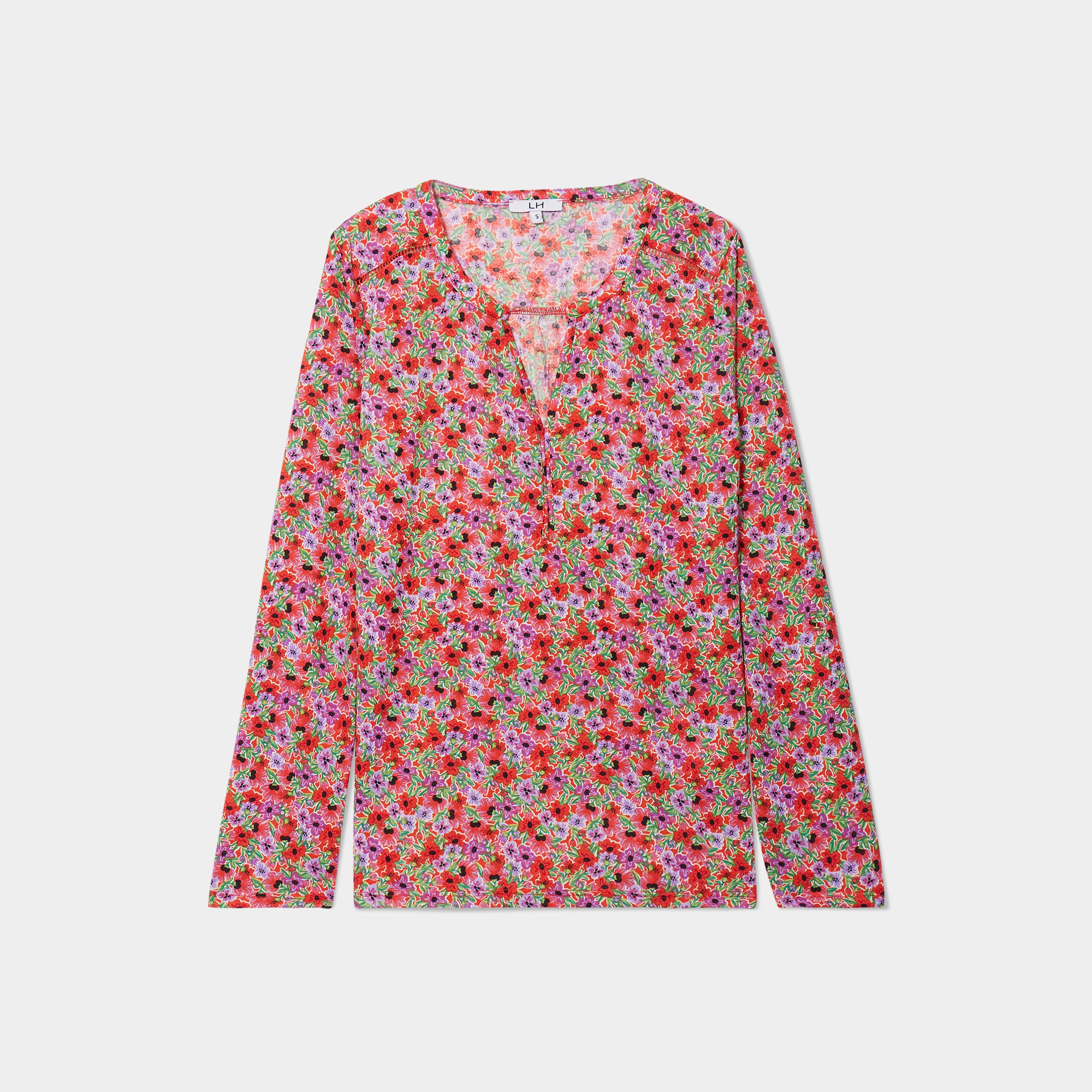 t shirt manches longues a revers rouge femme T-shirt manches longues à revers rouge femme