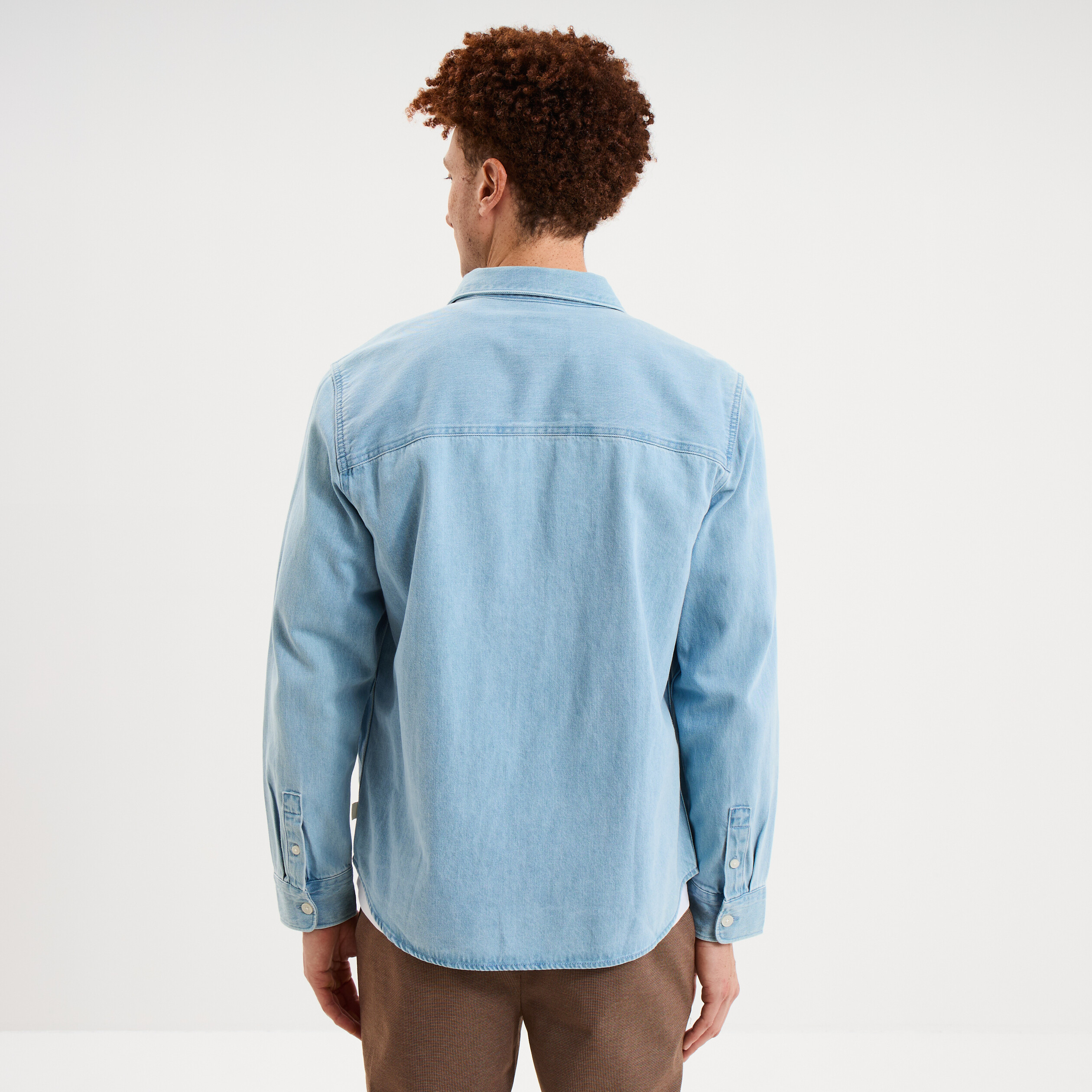 Surchemise en jean 1 poche coton denim stone homme