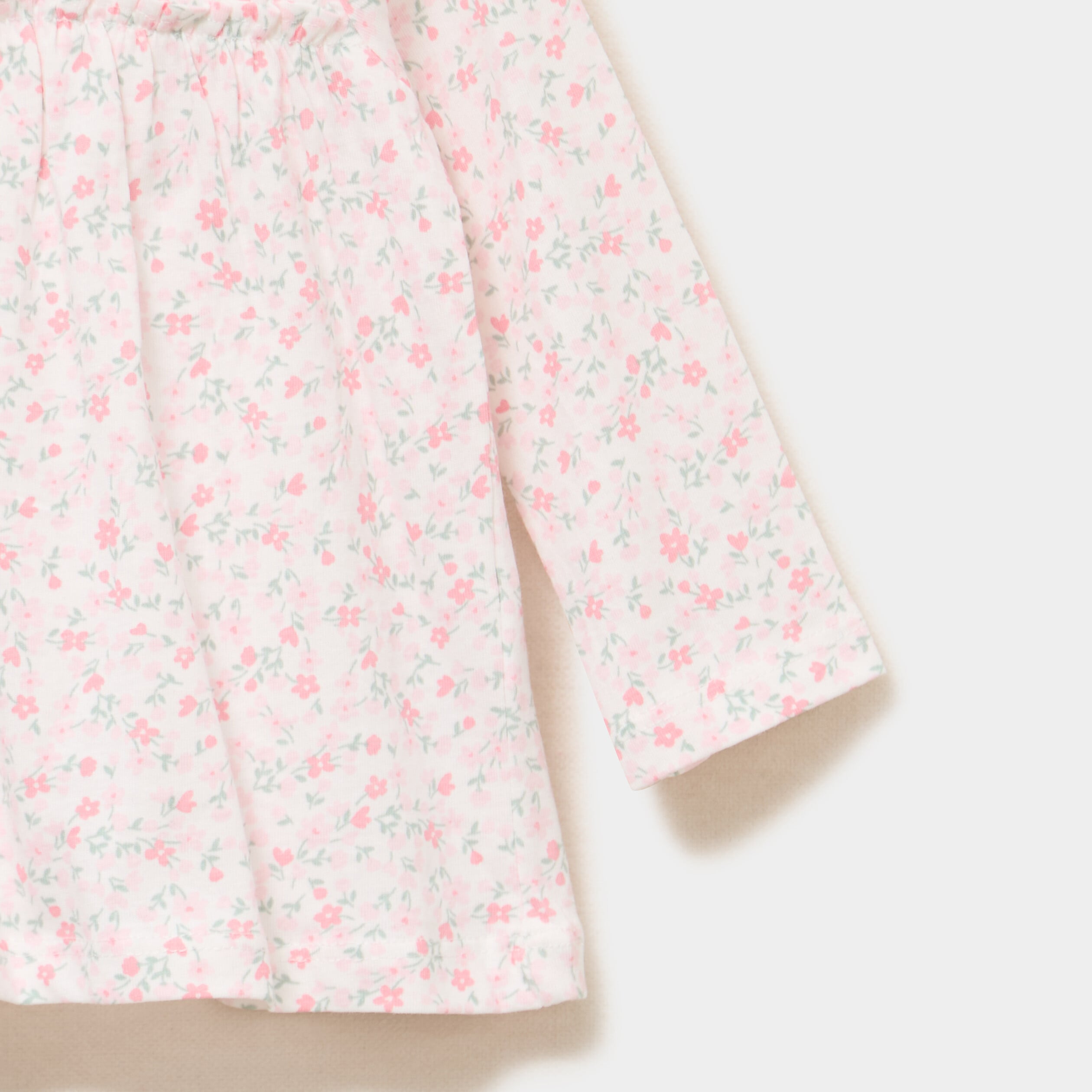 T-shirt manches longues col rond coton rose b&eacute;b&eacute; fille