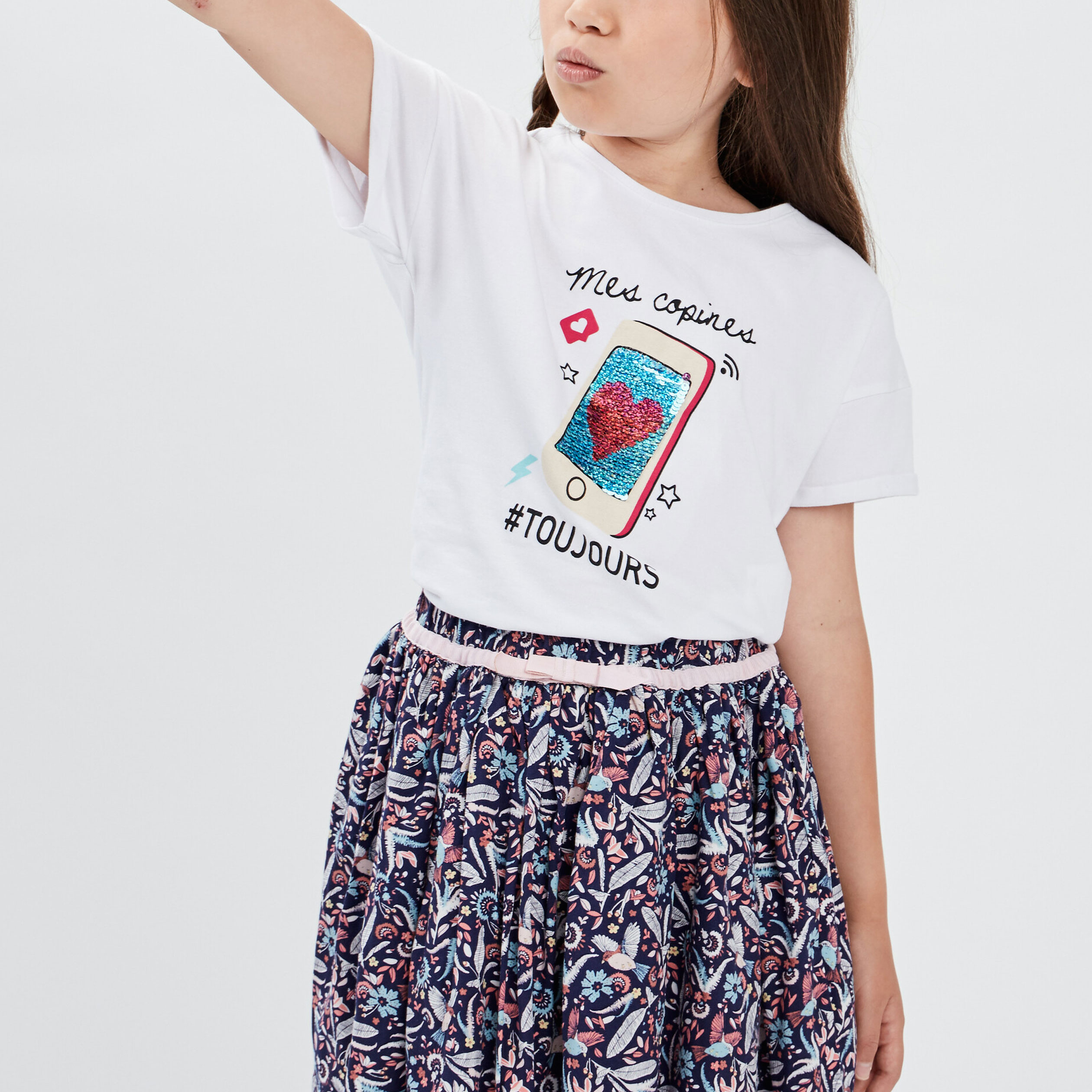 T-shirt manches courtes blanc fille