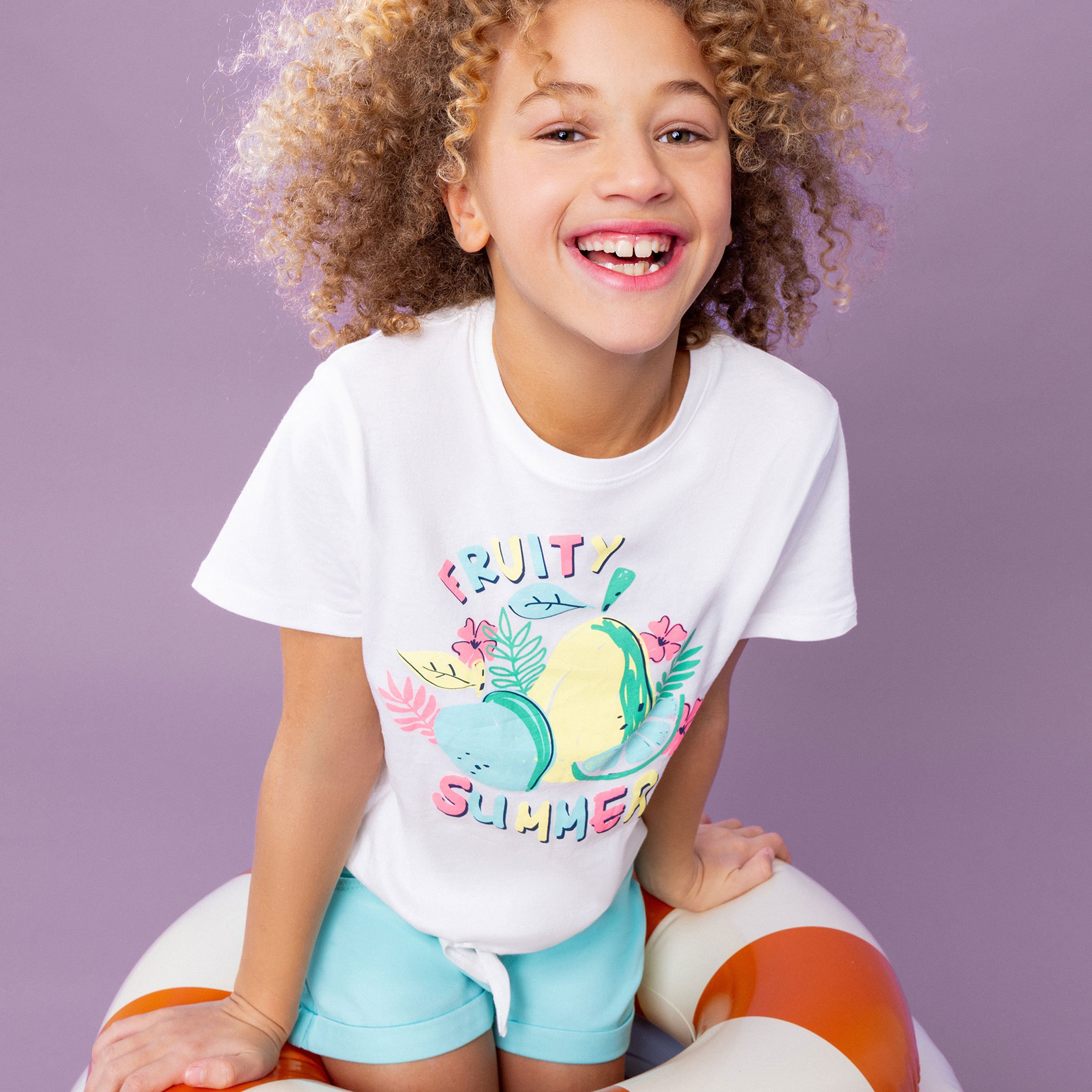 t shirt noue manches courtes coton blanc fille T-shirt noué manches courtes coton blanc fille