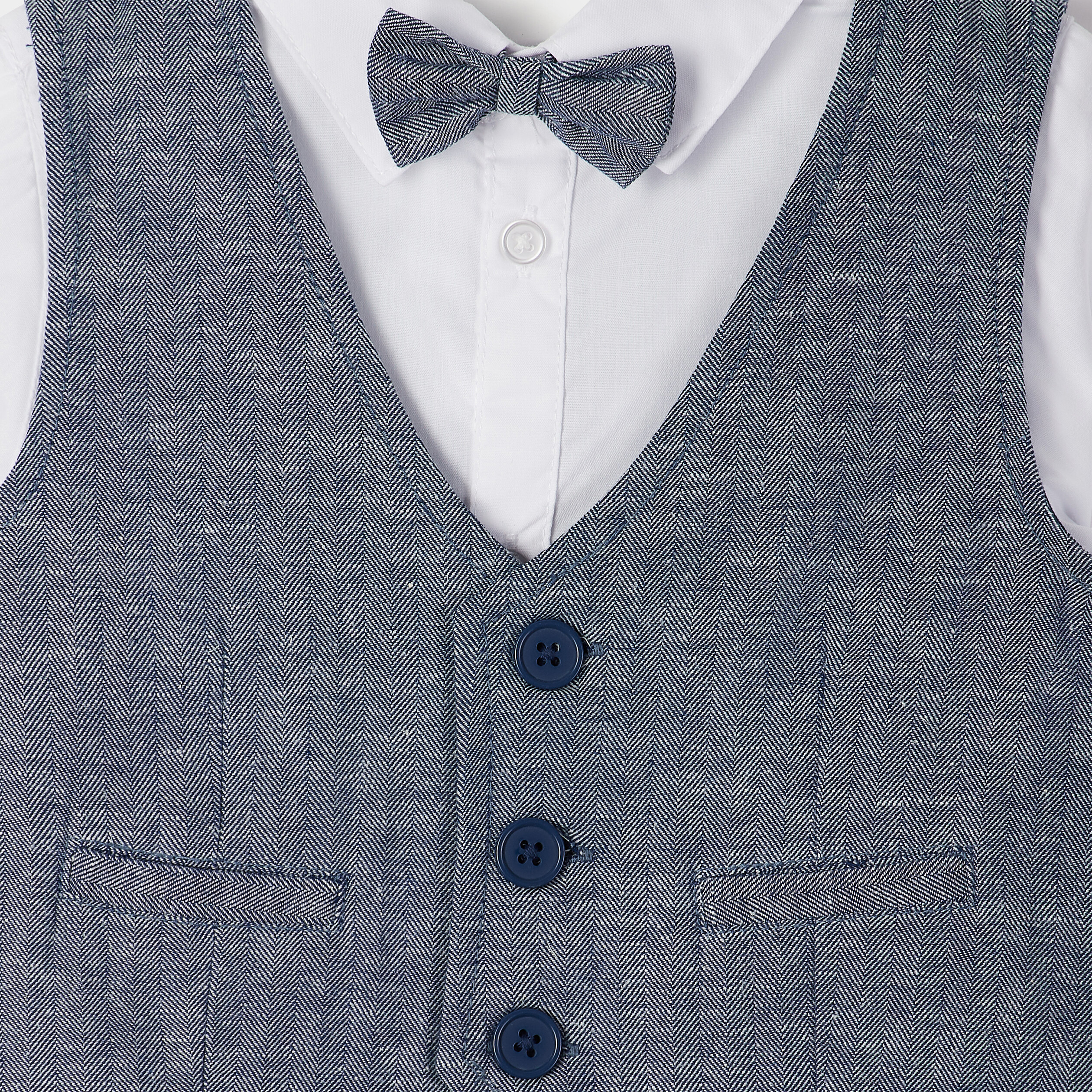 Ensemble 3 pi ces chemise gilet bermuda bleu b b gar on La Halle