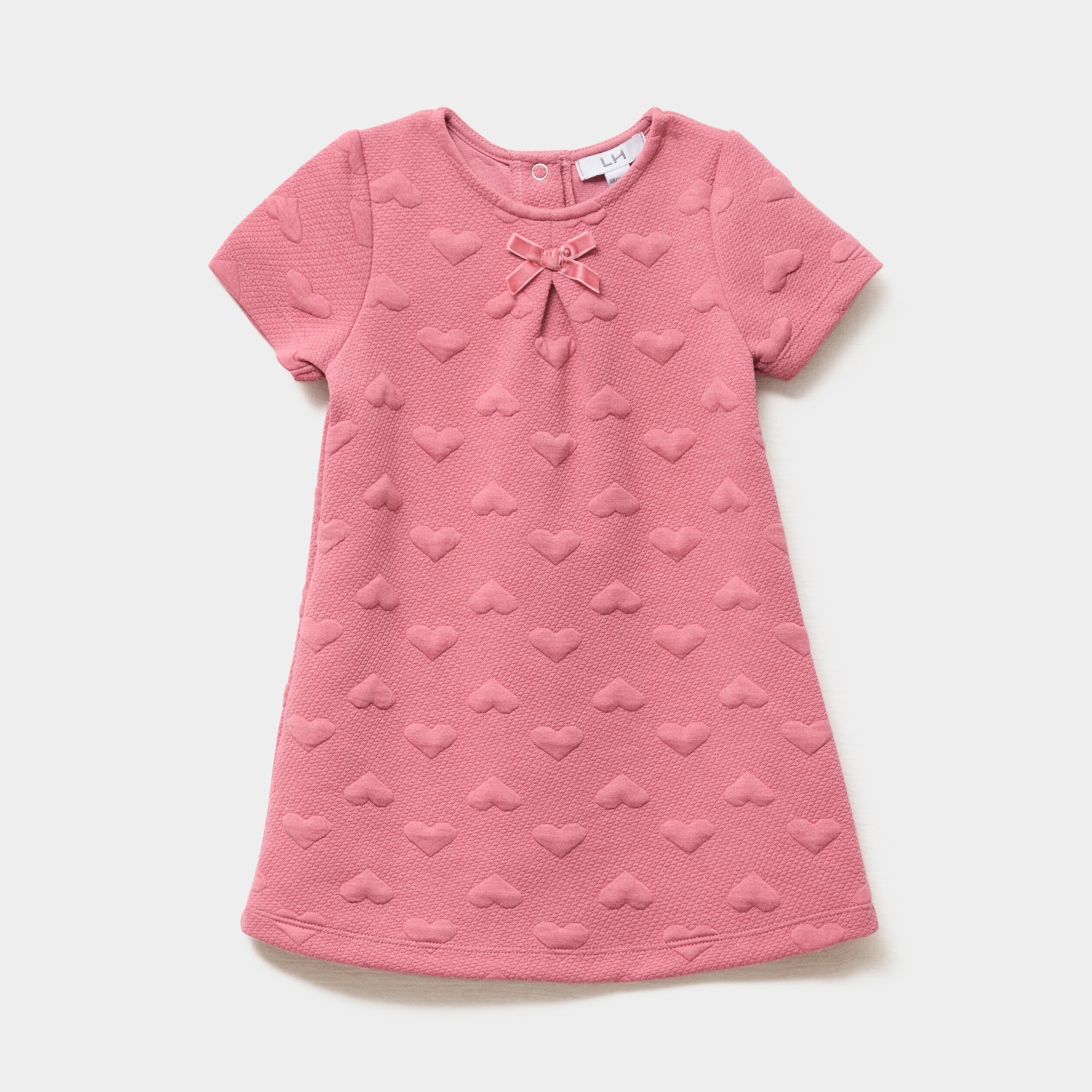 robe effet matelasse manches courtes vieux rose bebef Robe effet matelassé manches courtes vieux rose bébé fille
