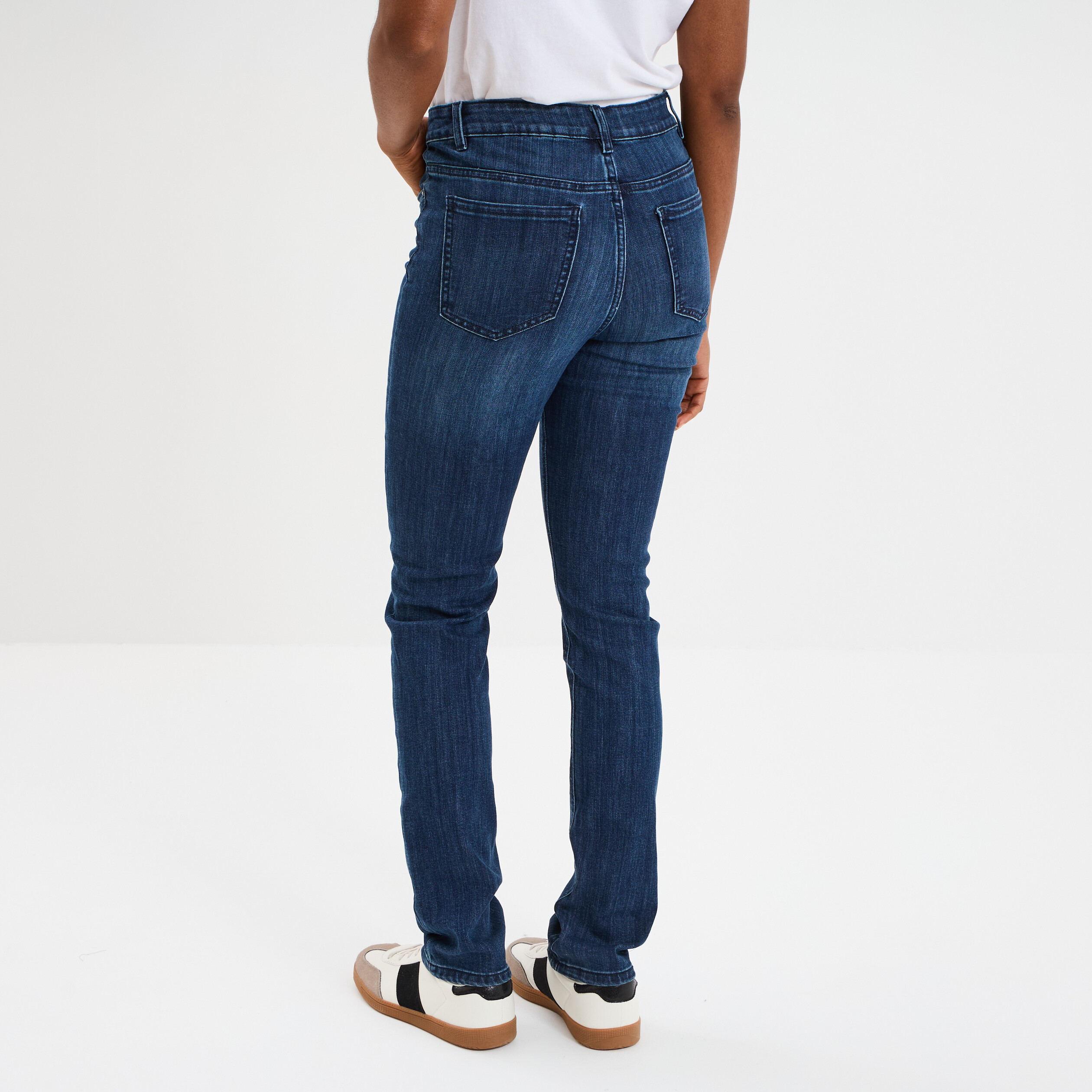jeans slim taille haute 5 poches bleu femme Jeans slim taille haute 5 poches bleu femme