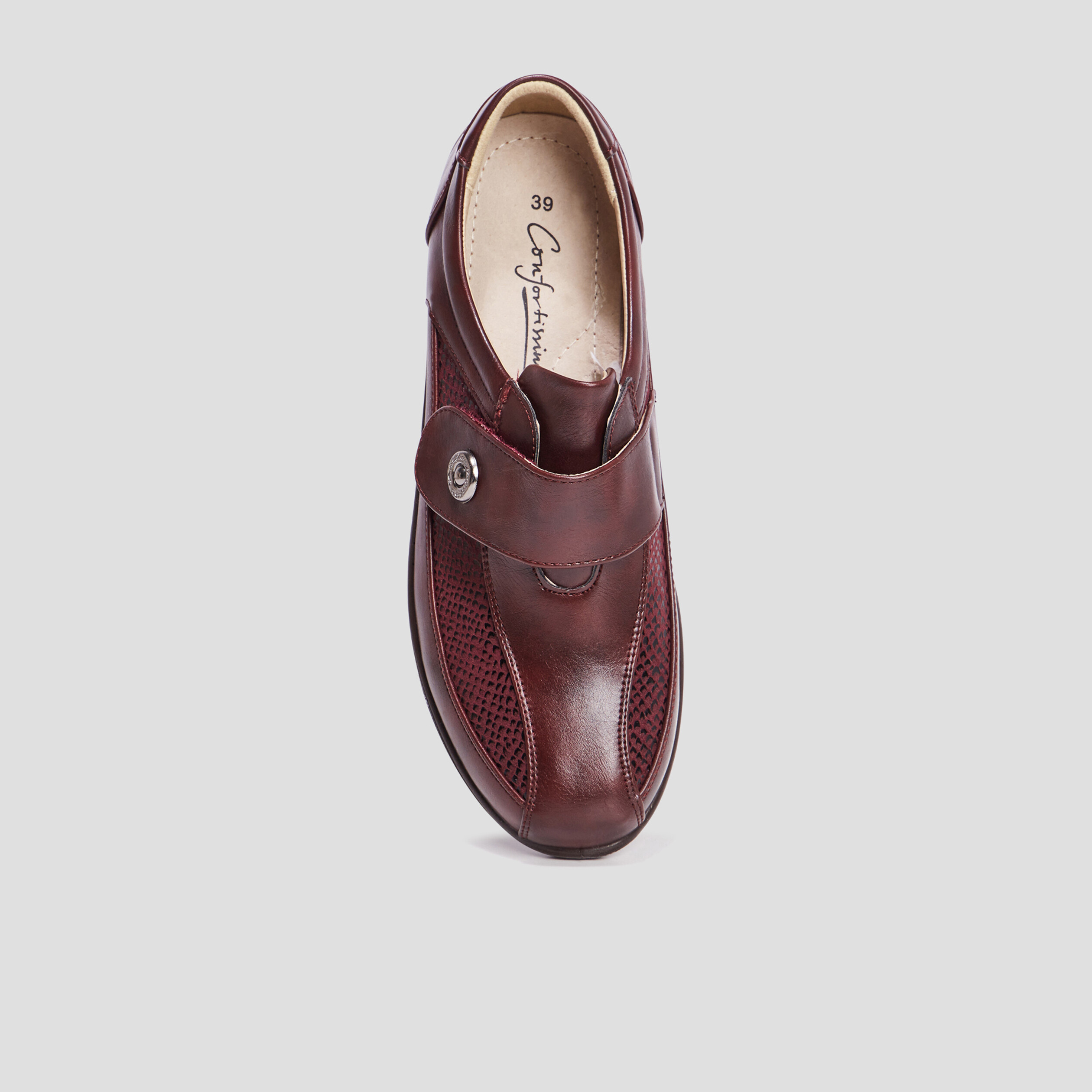 loafers compenses en cuir bordeaux femme Loafers compensés en cuir bordeaux femme