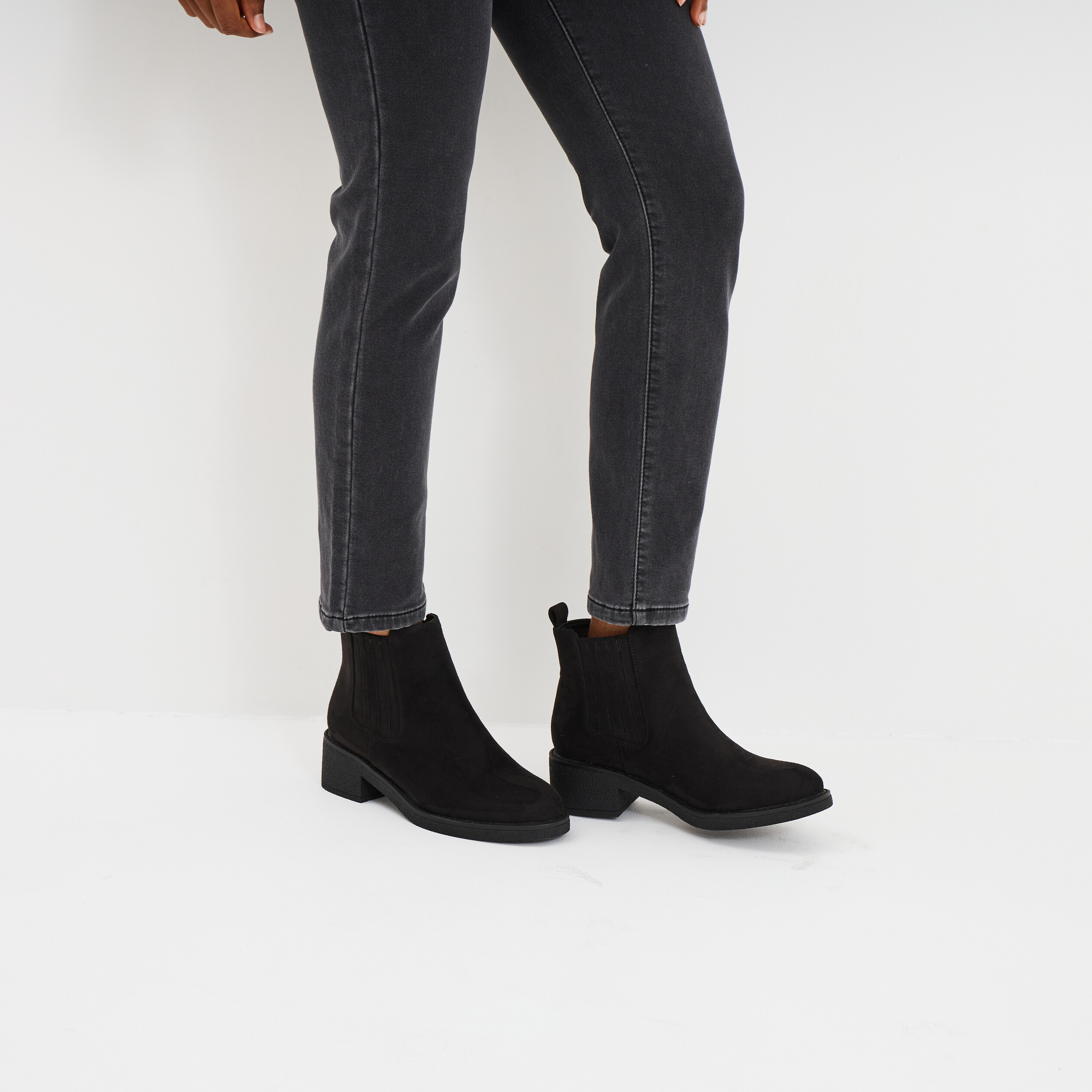 Boots chelsea talons cm noir femme La Halle