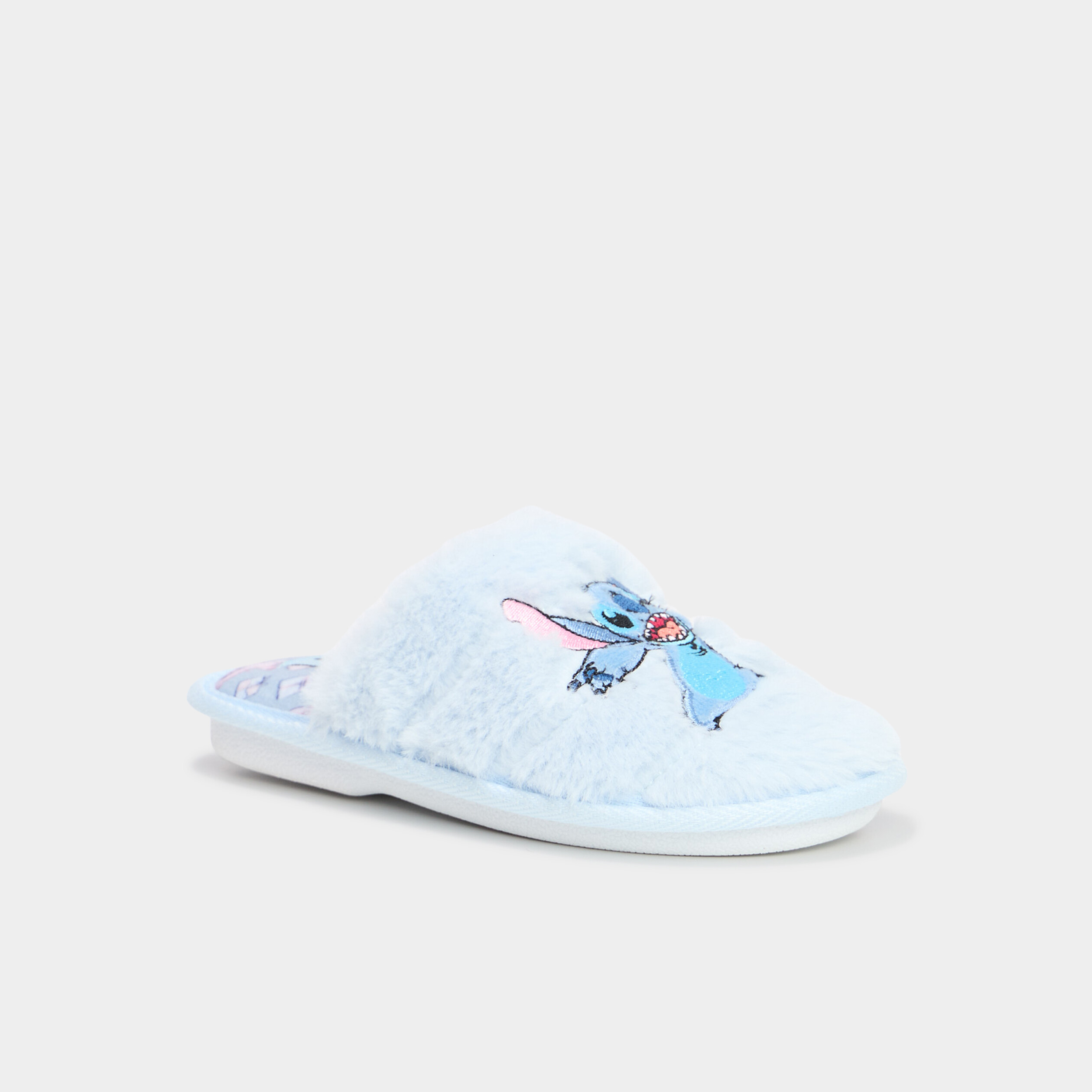 Chaussons mules fausse fourrure Stitch bleu fille