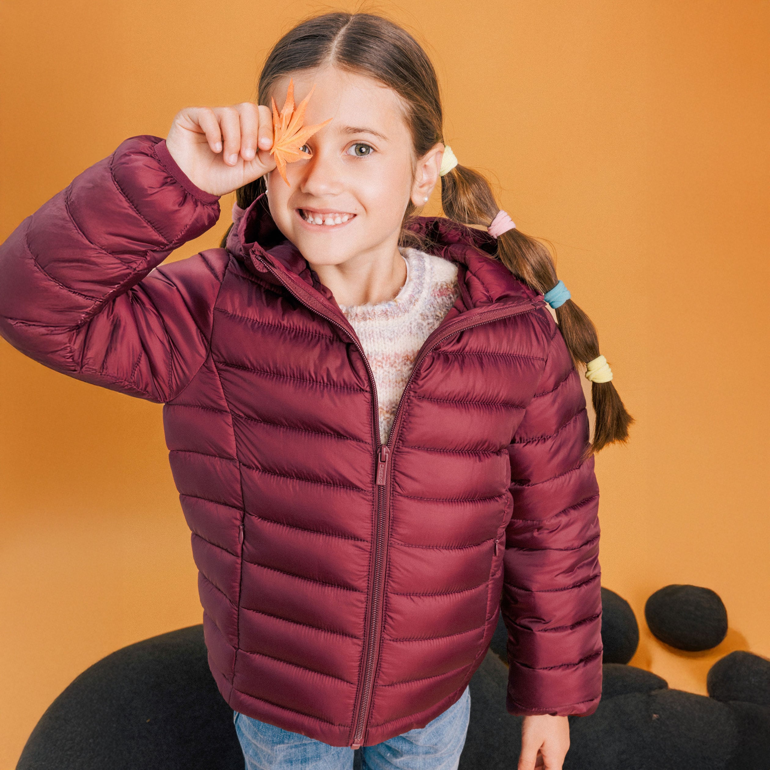 Doudoune l&eacute;g&egrave;re &agrave; capuche imperm&eacute;able prune fille