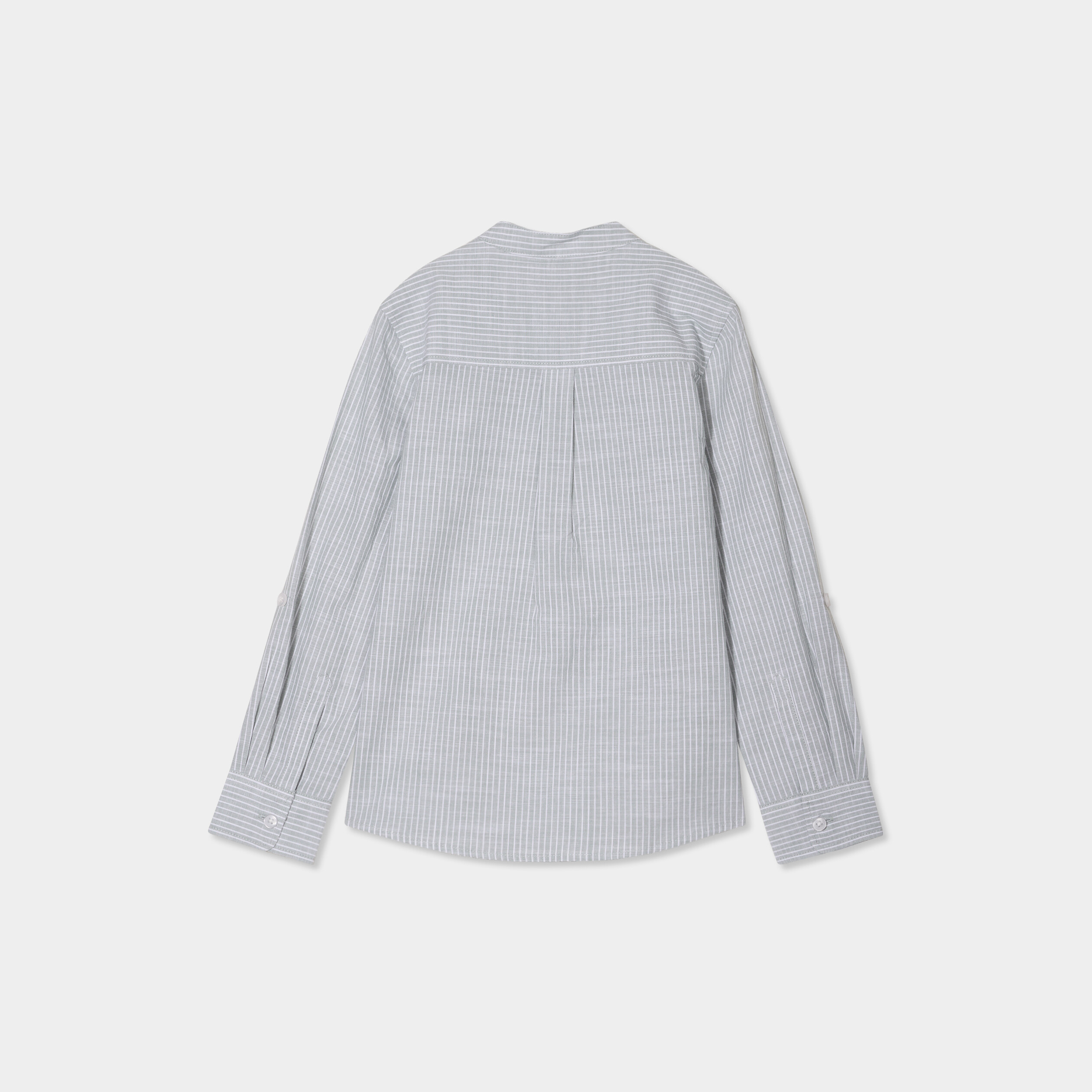 Chemise col mao manches retroussables vert kaki gar&ccedil;on
