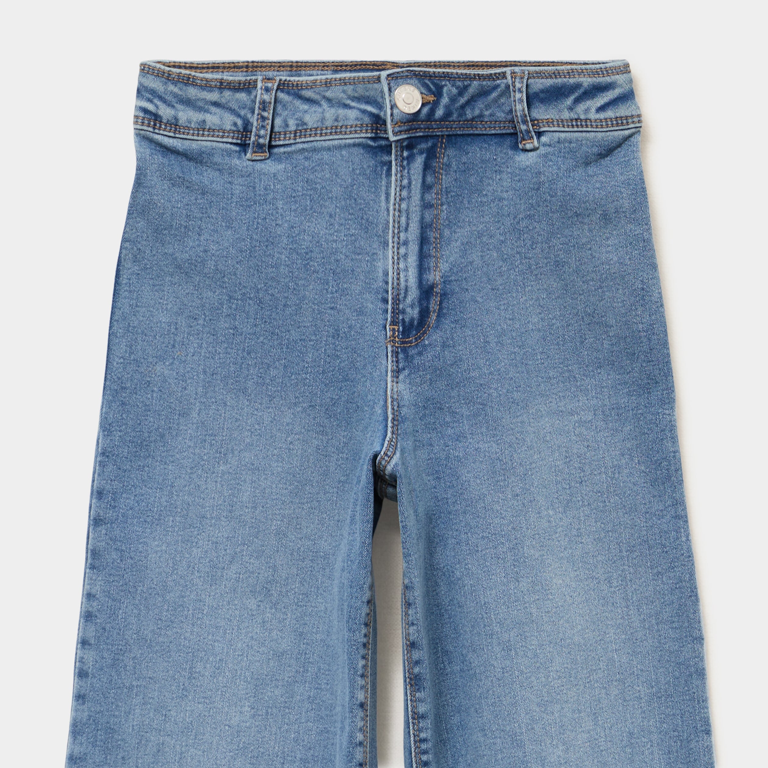 Jean wide leg cropped denim double stone fille
