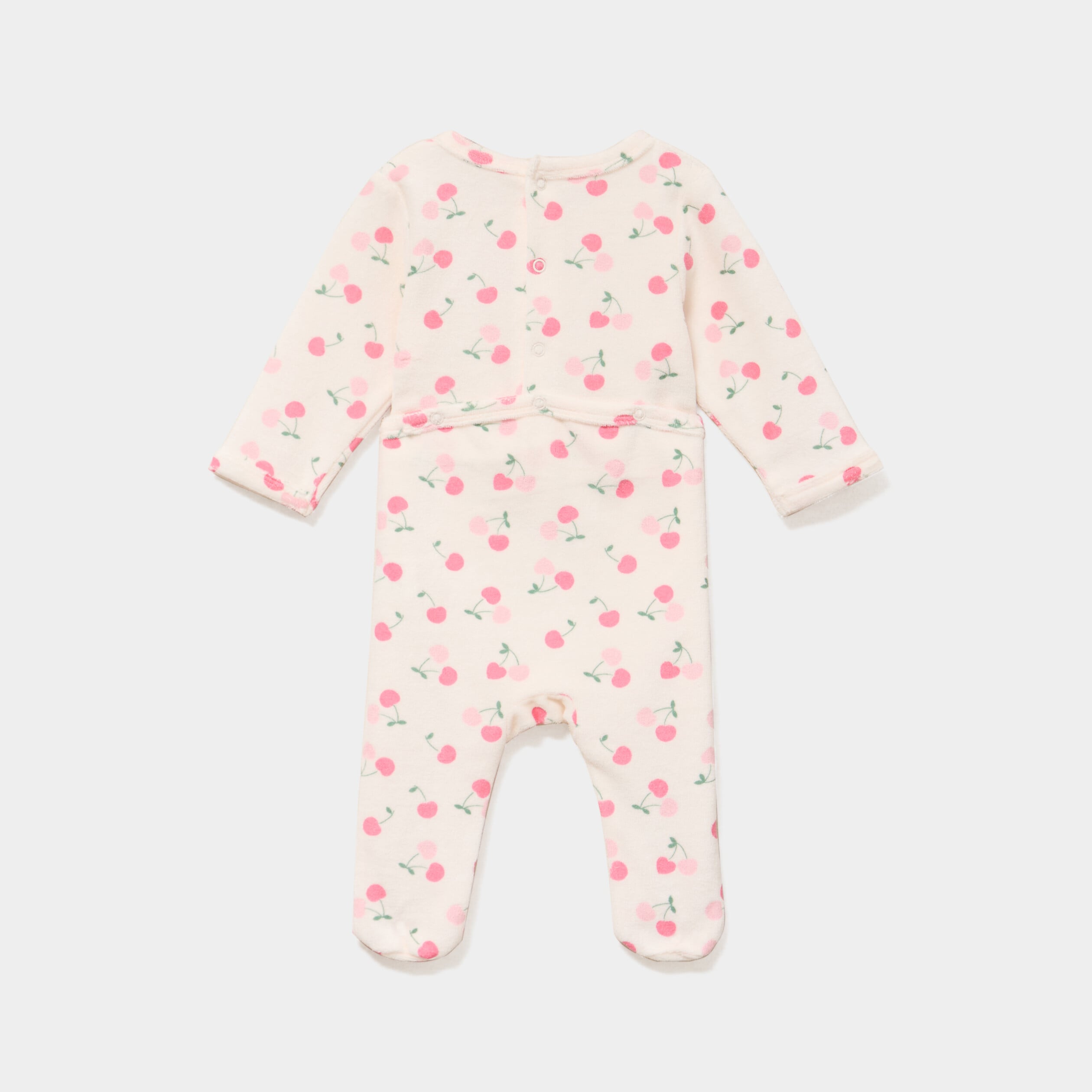 Dors-bien manches longues velours creme b&eacute;b&eacute;
