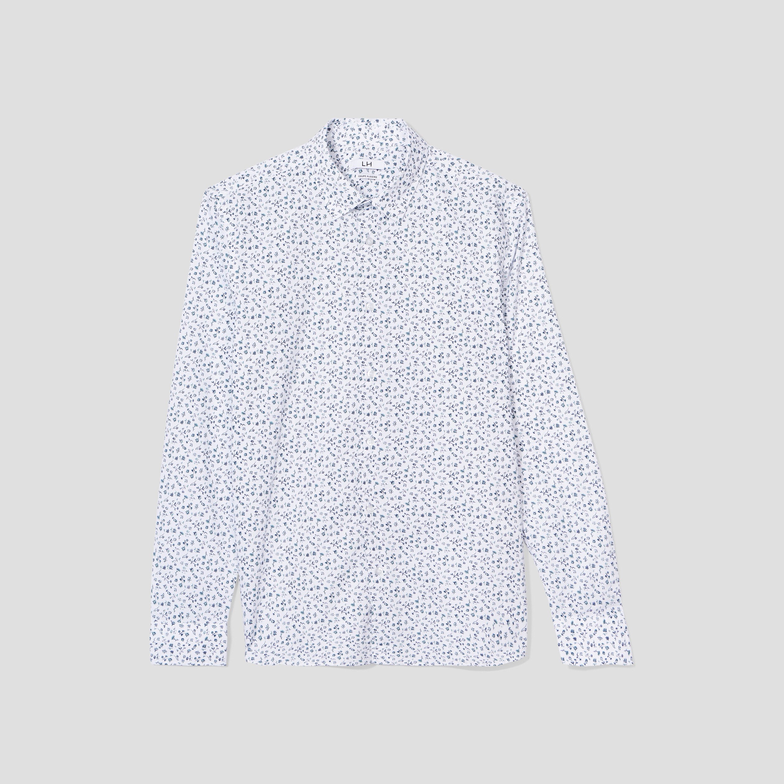 chemise ajustee col francais blanc homme Chemise ajustée col français blanc homme