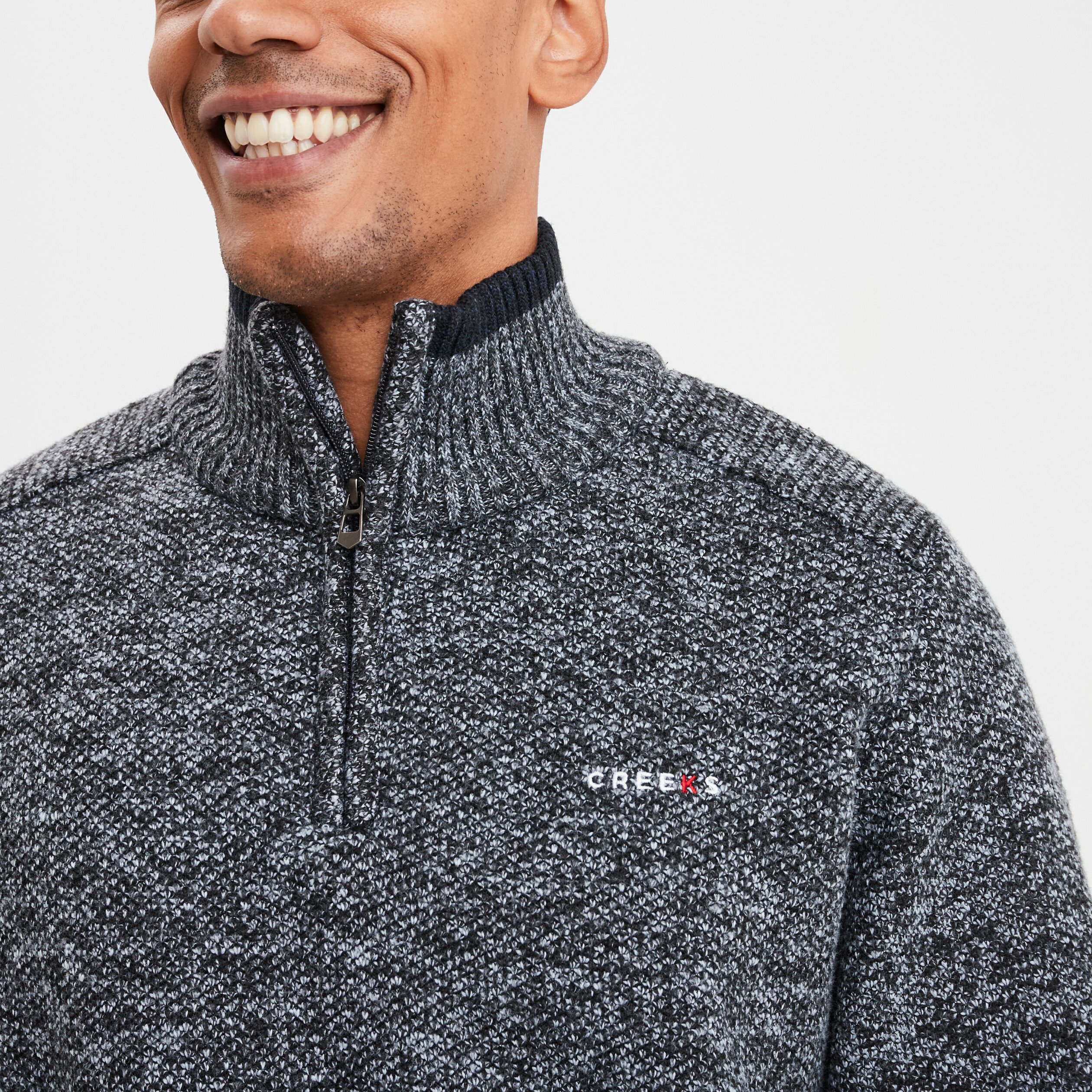 pull camionneur zippe droit creeks gris fonce homme Pull camionneur zippé droit Creeks gris foncé homme