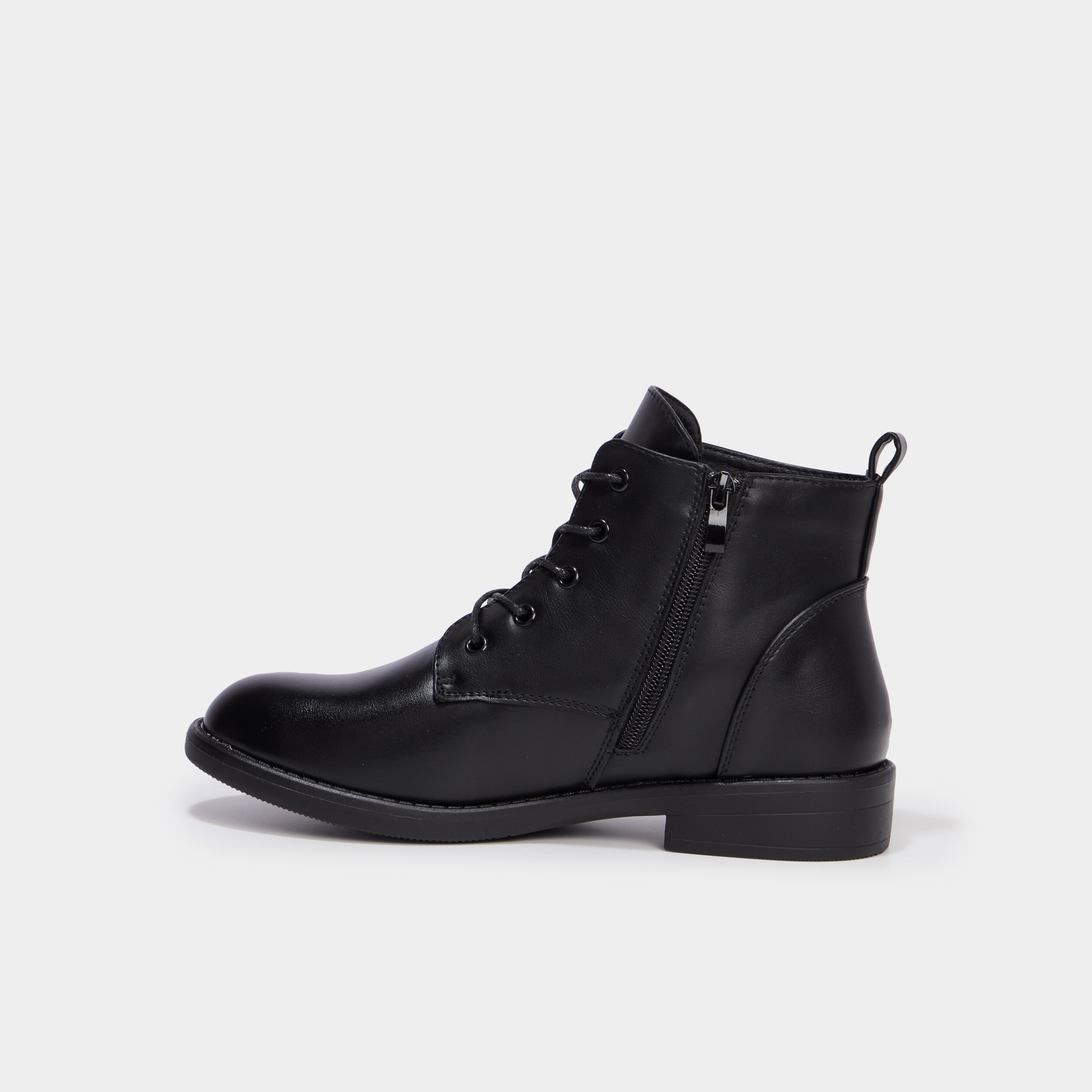 Boots zipp&eacute;es &agrave; lacets noir femme