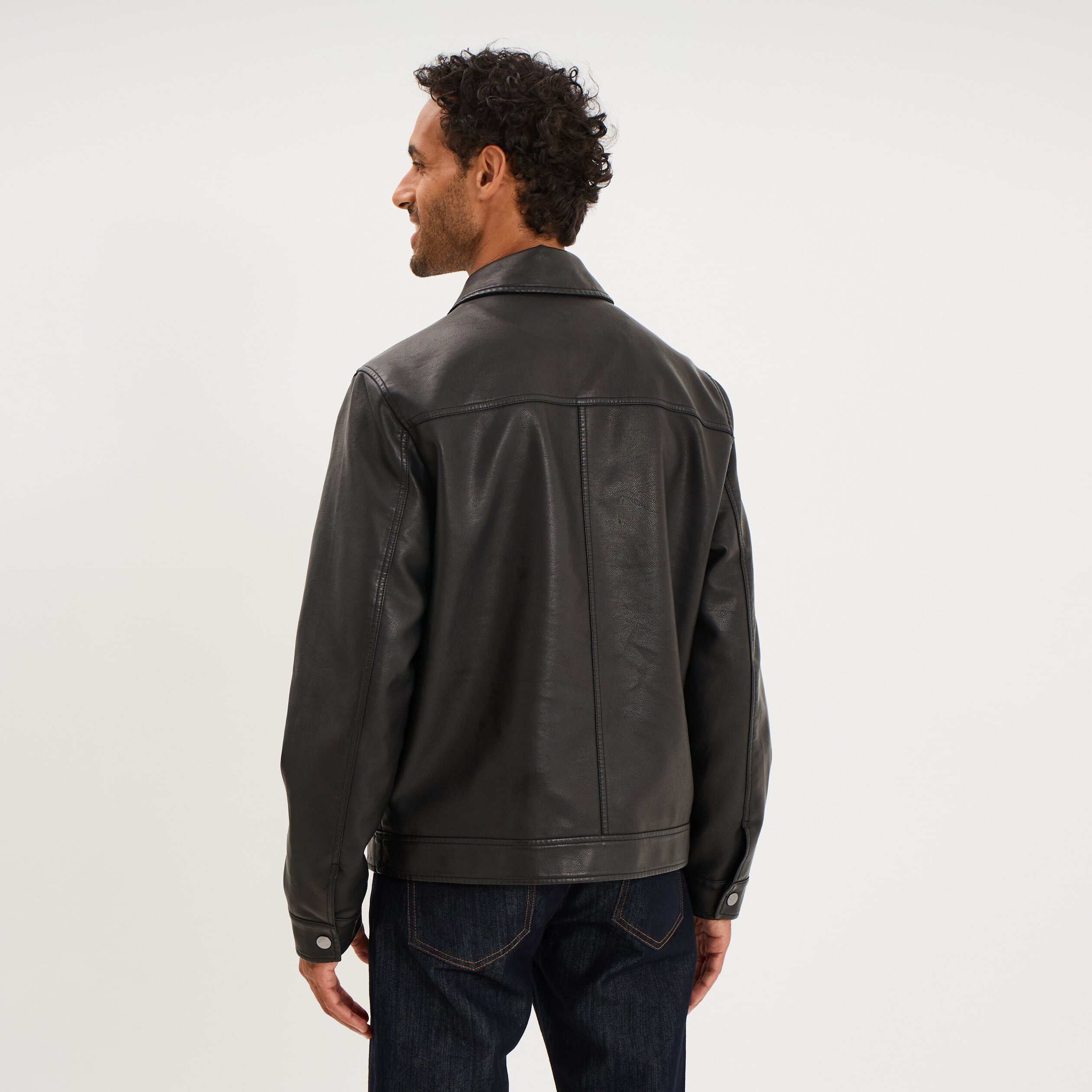 Veste courte simili cuir noir homme