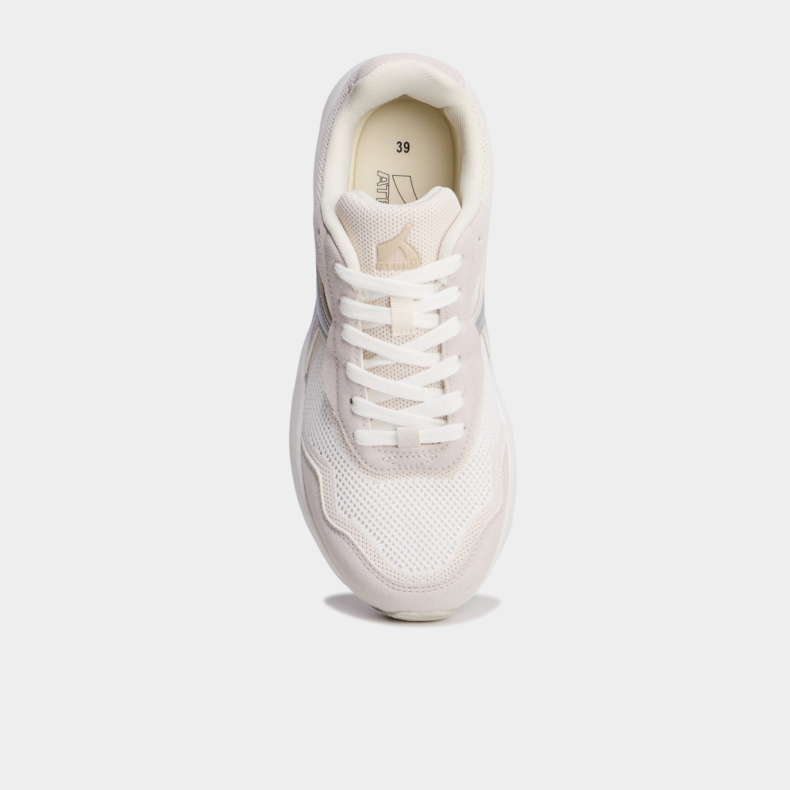 Baskets running &agrave; lacets gris argent femme