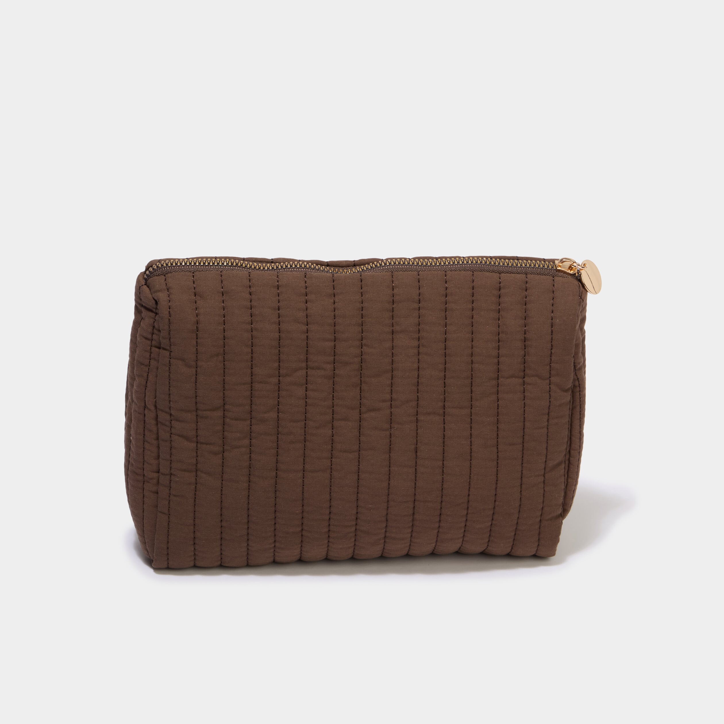 Trousse de toilette matelass&eacute;e marron fonc&eacute; mixte