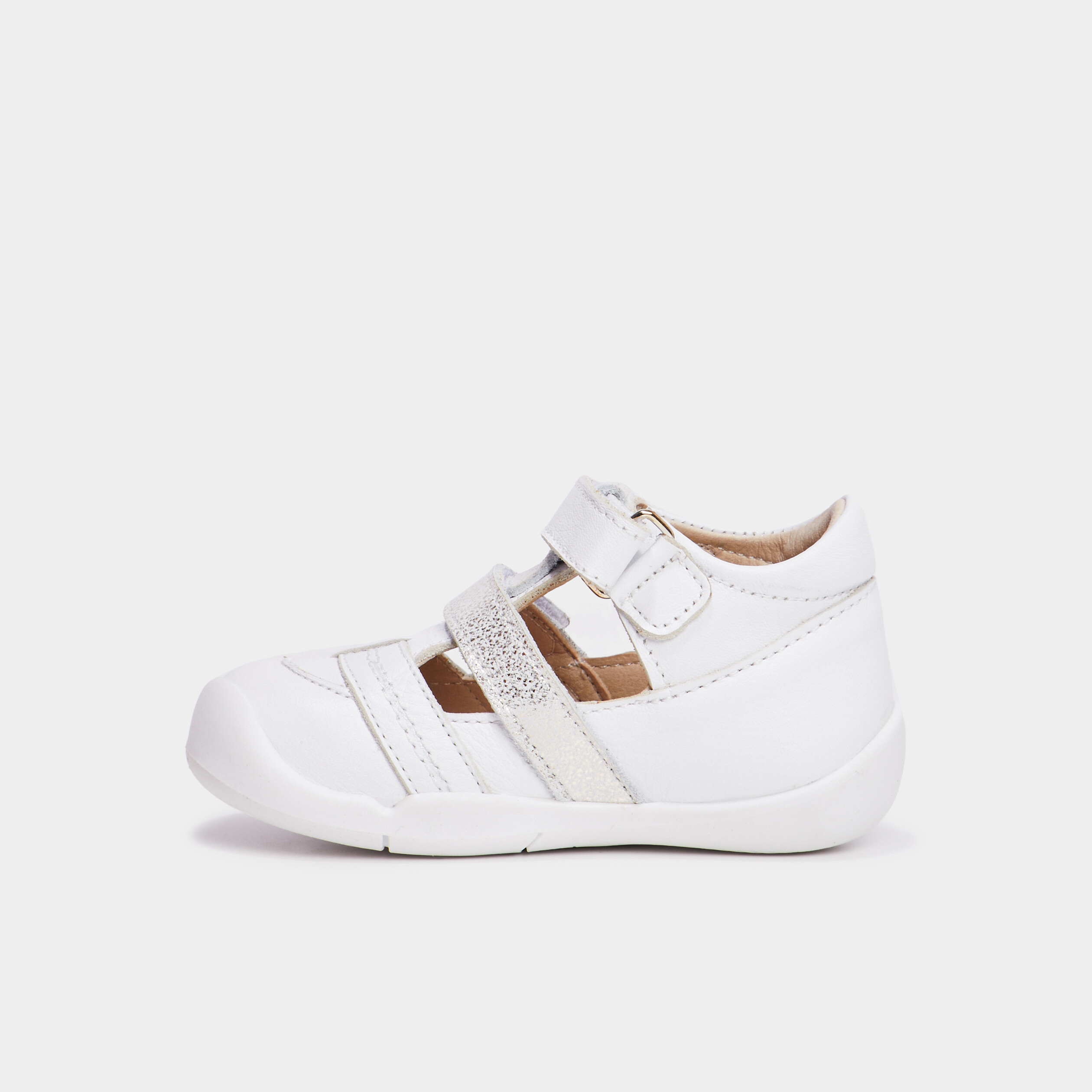 salome a scratchs en cuir kickers blanc bebef Salomé à scratchs en cuir Kickers blanc bébé fille
