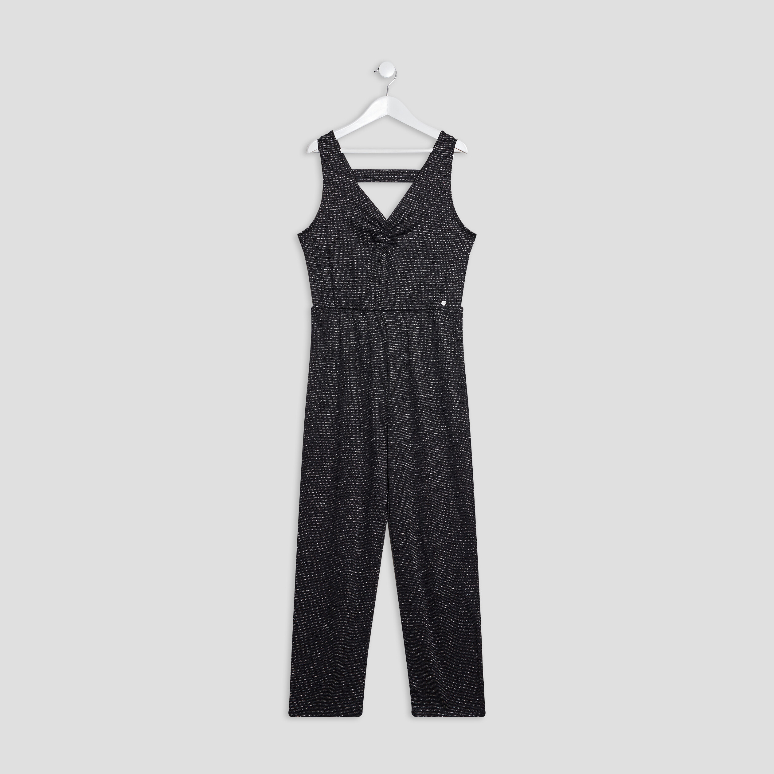combinaison pantalon de soiree col en v gris argent femme Combinaison pantalon de soirée col en V gris argent femme