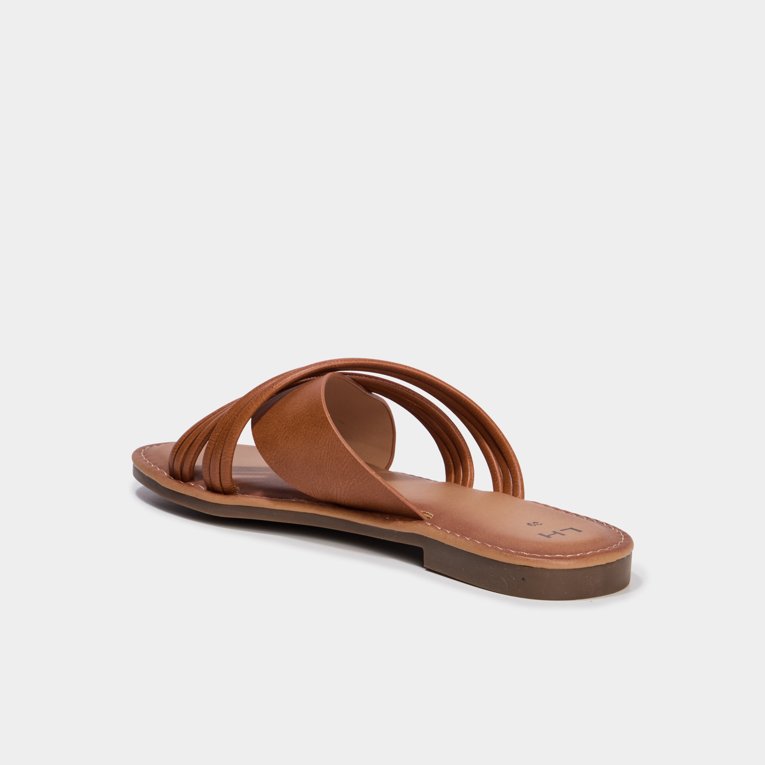 Mules plates avec brides crois&eacute;es marron femme