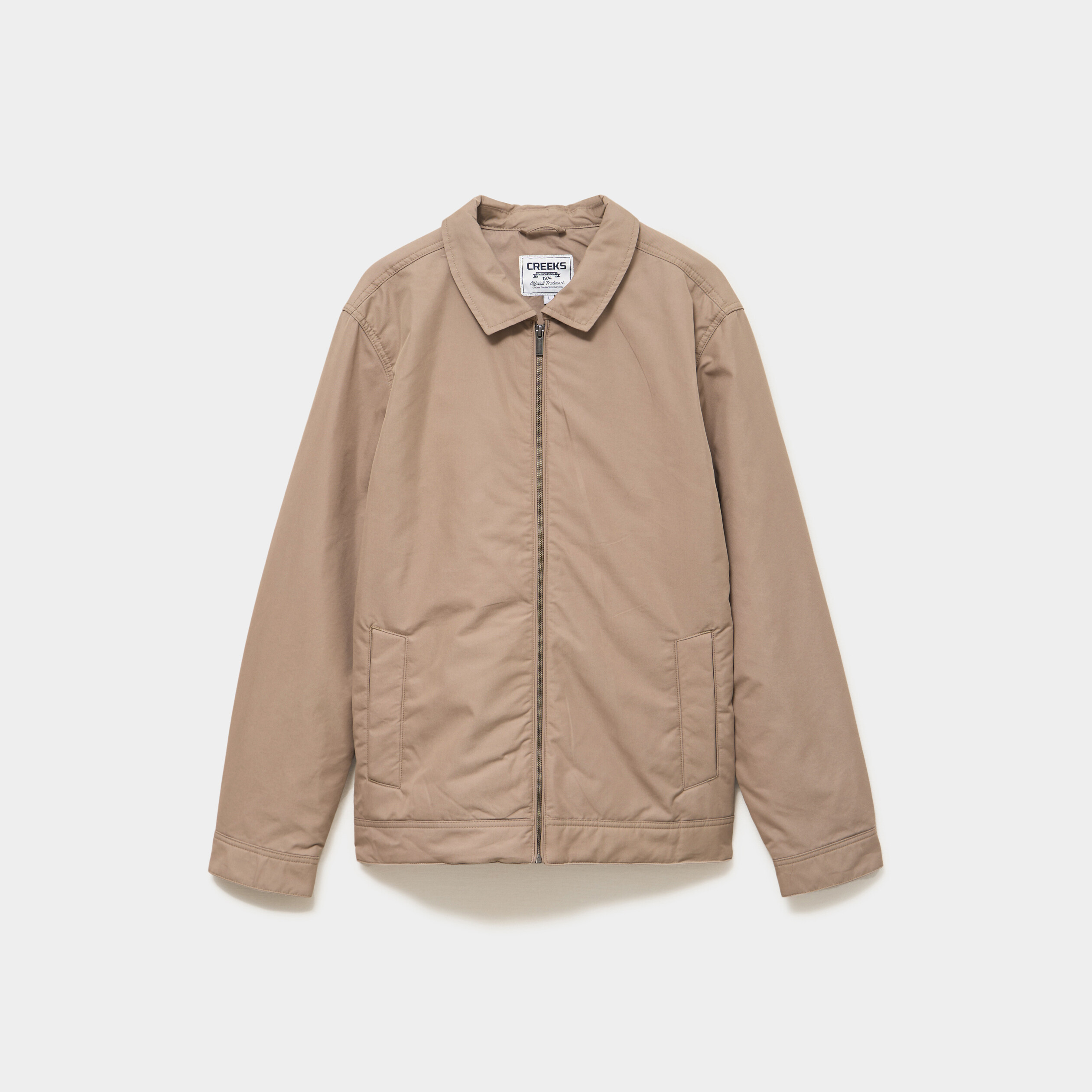 Blouson zipp&eacute; doubl&eacute; col &agrave; revers taupe homme
