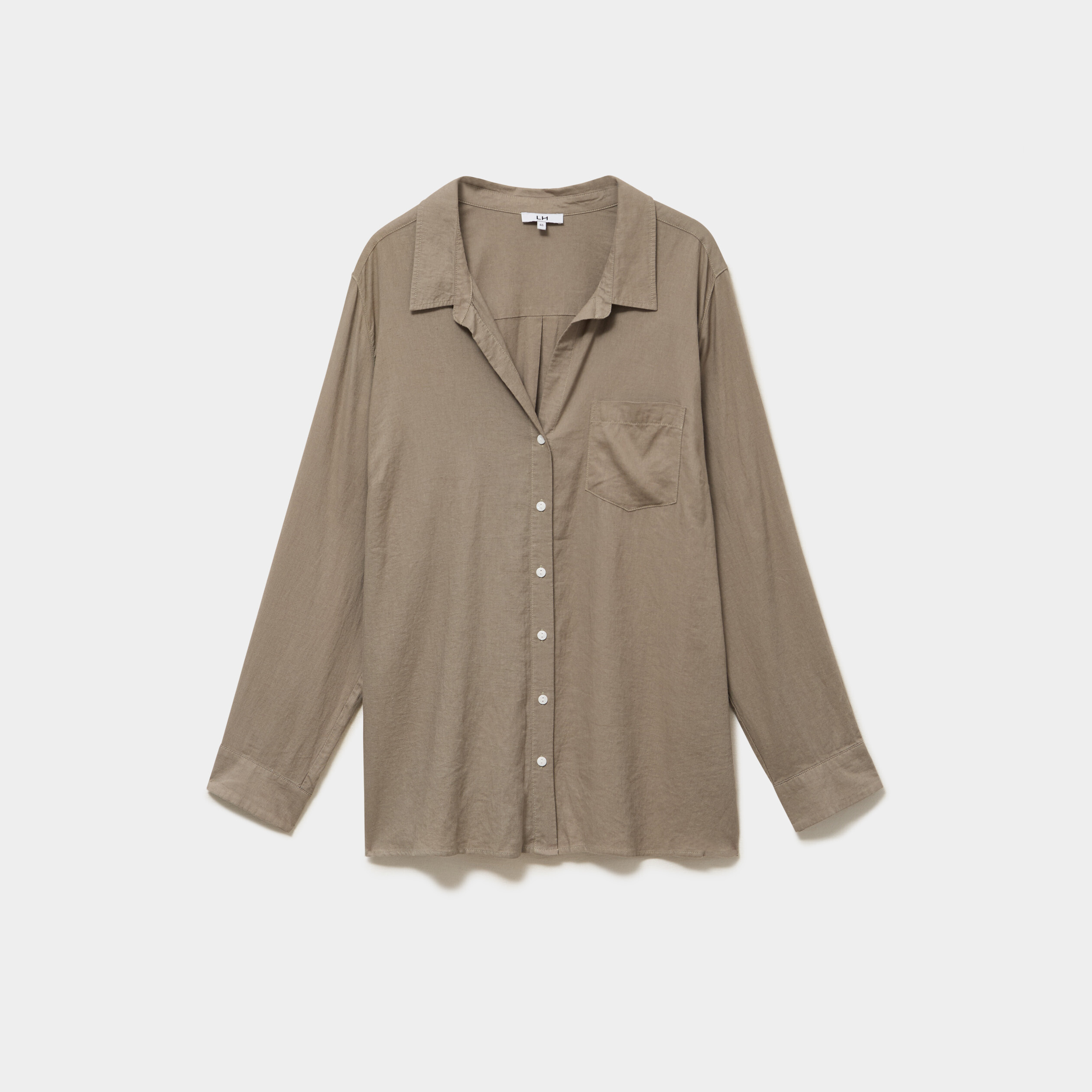 Chemise oversize lin m&eacute;lang&eacute; vert kaki femme grande taille