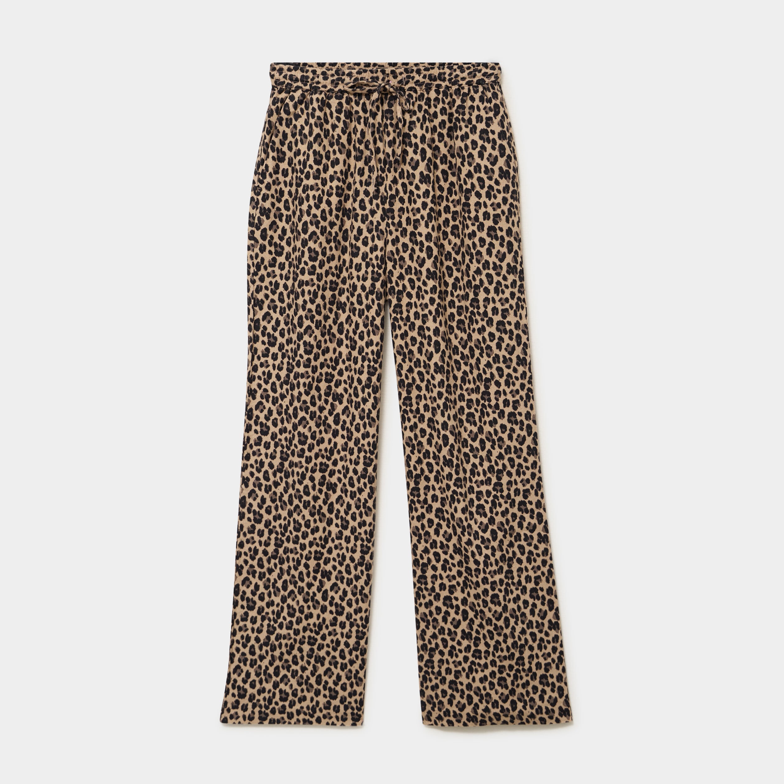 Pantalon large lin m&eacute;lang&eacute; beige clair femme