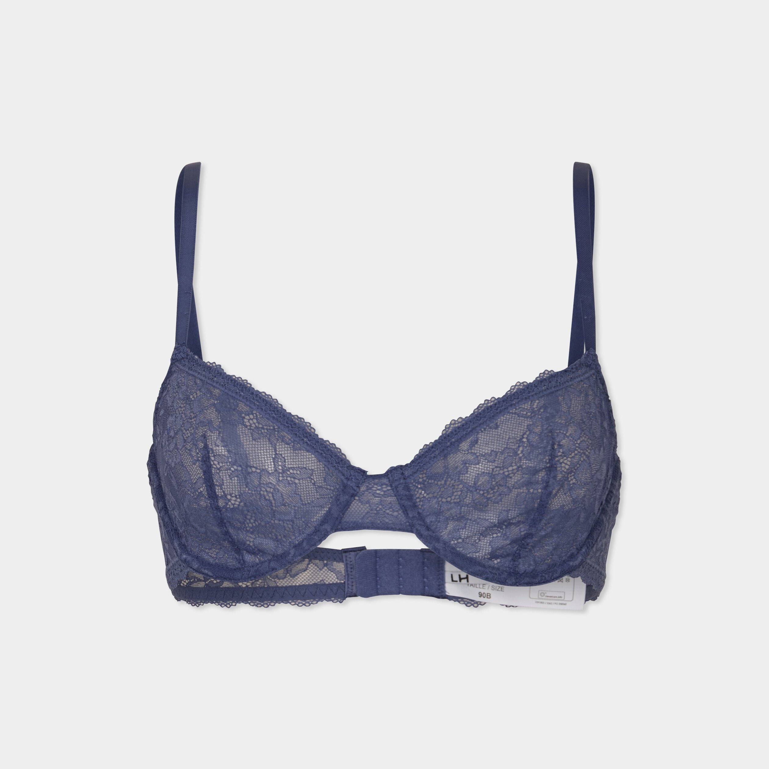 Soutien-gorge emboîtant dentelle bleu gris femme