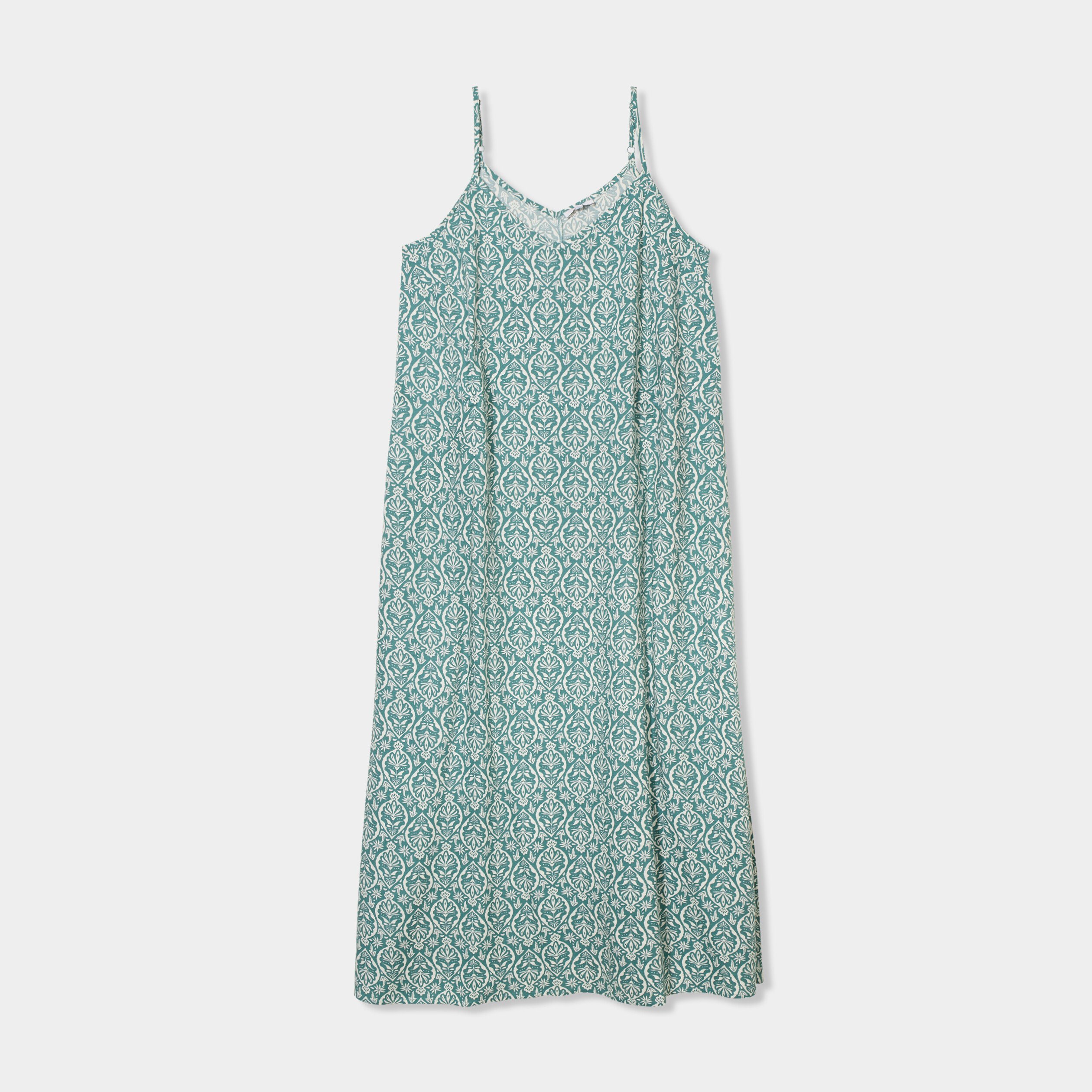 robe longue droite fluide a bretelles vert turquoise femme Robe longue droite fluide à bretelles vert turquoise femme