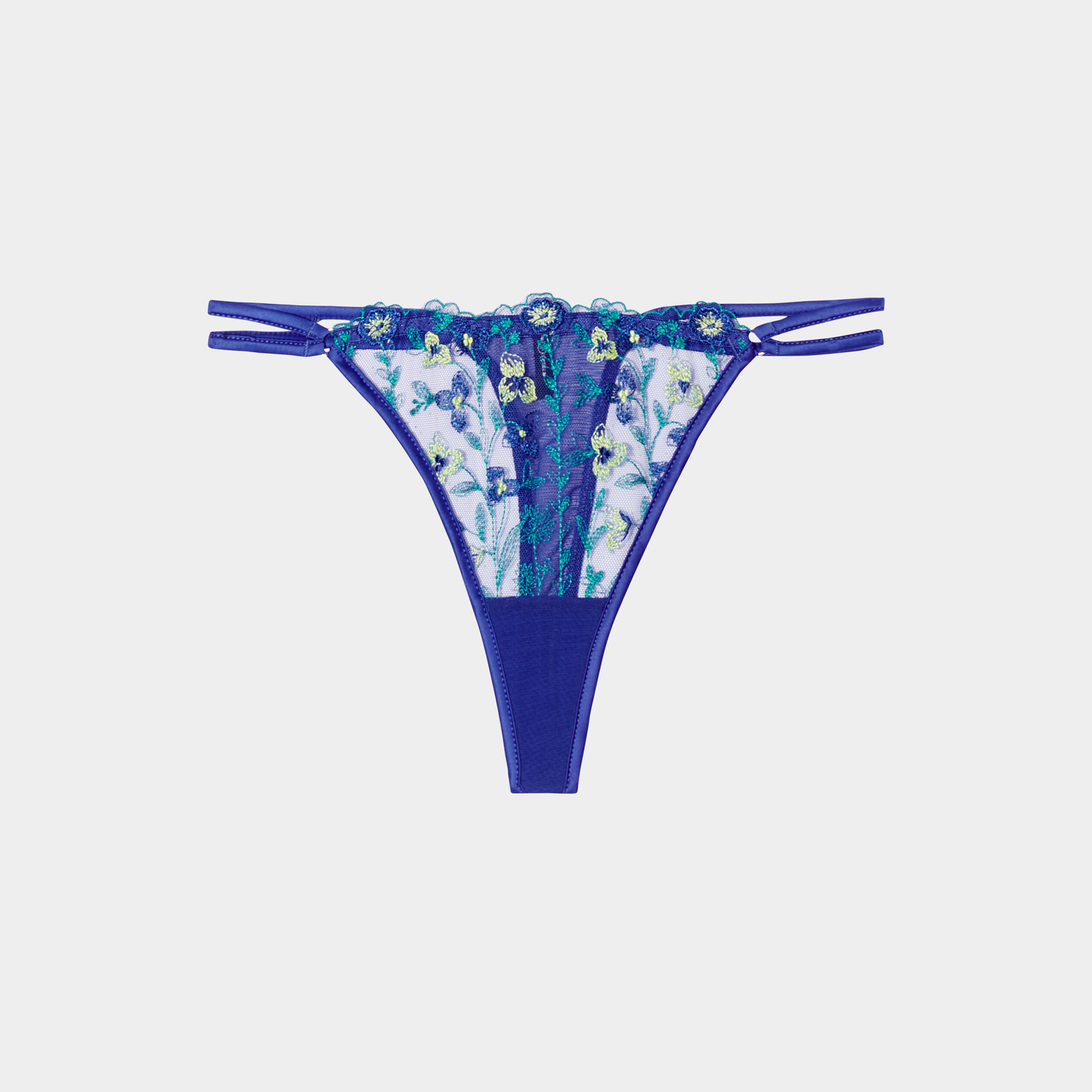 string brode bleu electrique femme String brodé bleu electrique femme