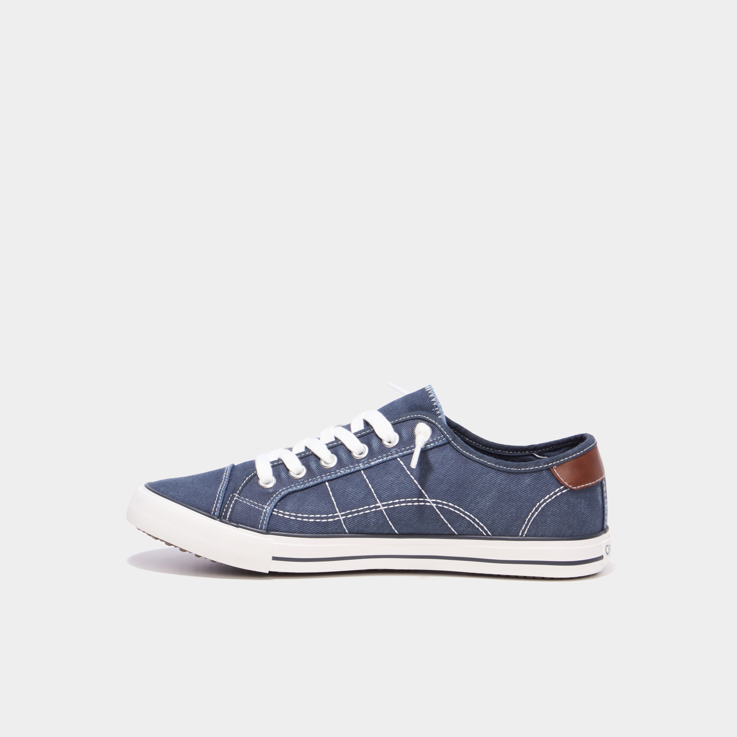 Tennis basses en toile &agrave; lacets bleu marine homme