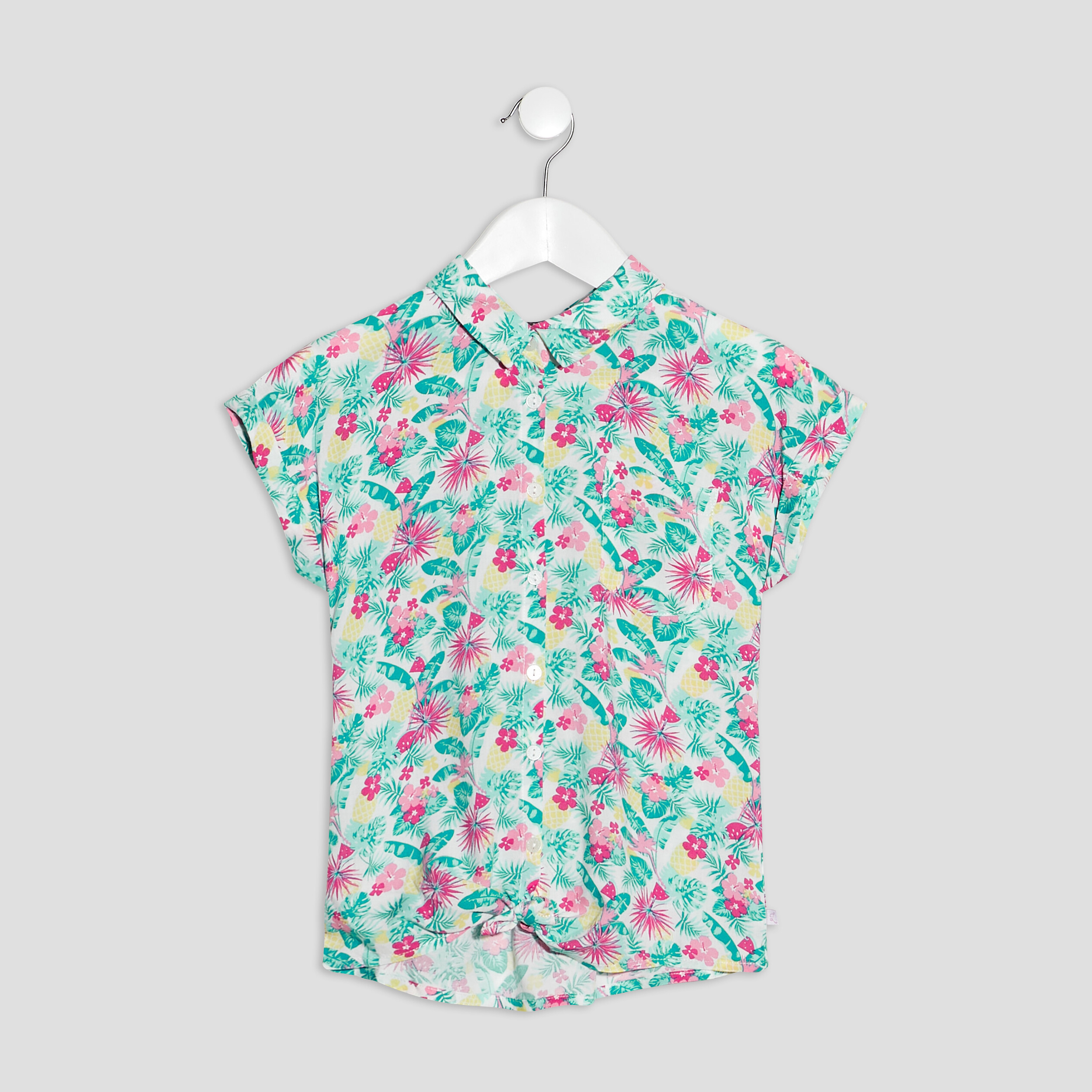 Chemise manches courtes blanc fille
