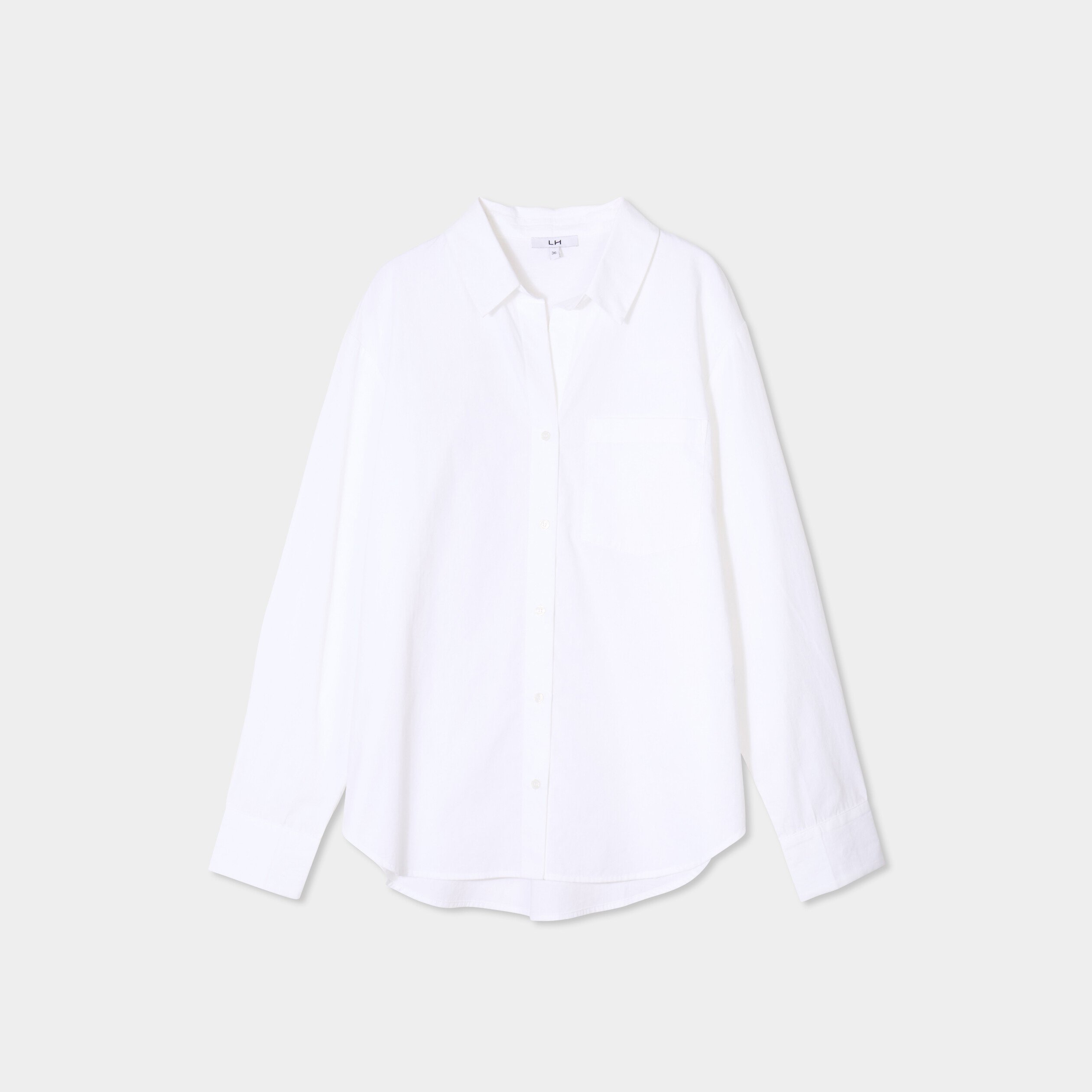 chemise oversize 1 poche coton blanc femme Chemise oversize 1 poche coton blanc femme