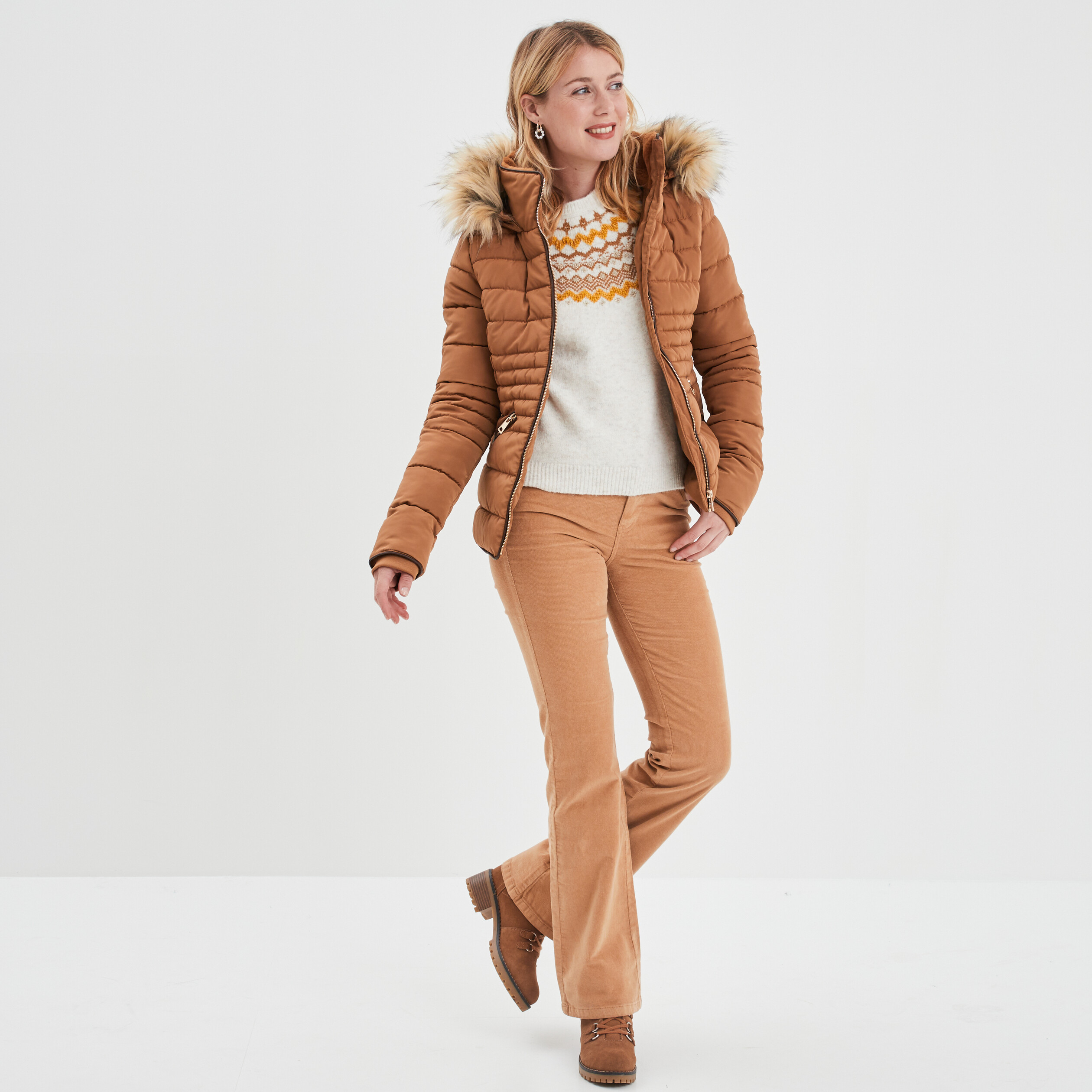 pull jacquard col rond creeks blanc femme Pull jacquard col rond Creeks blanc femme