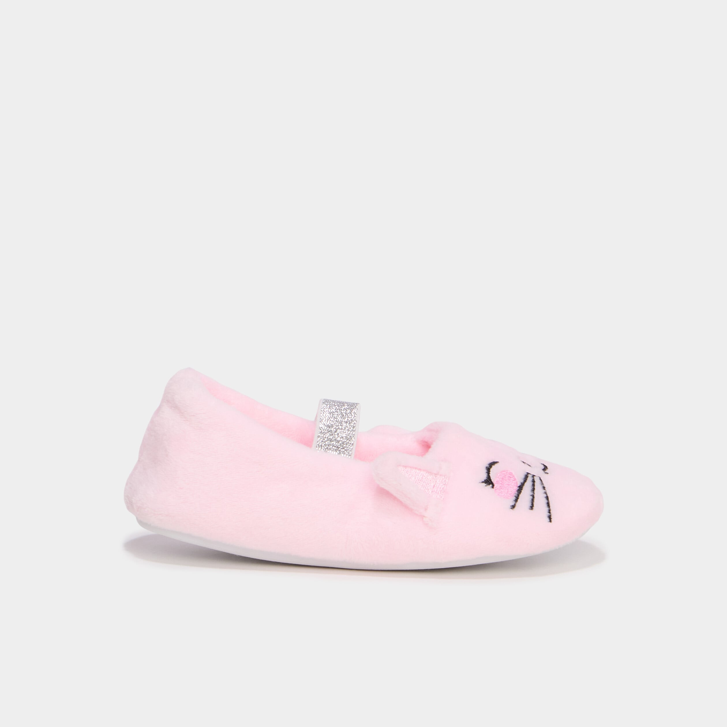 Chaussons ballerines effet velours rose fille