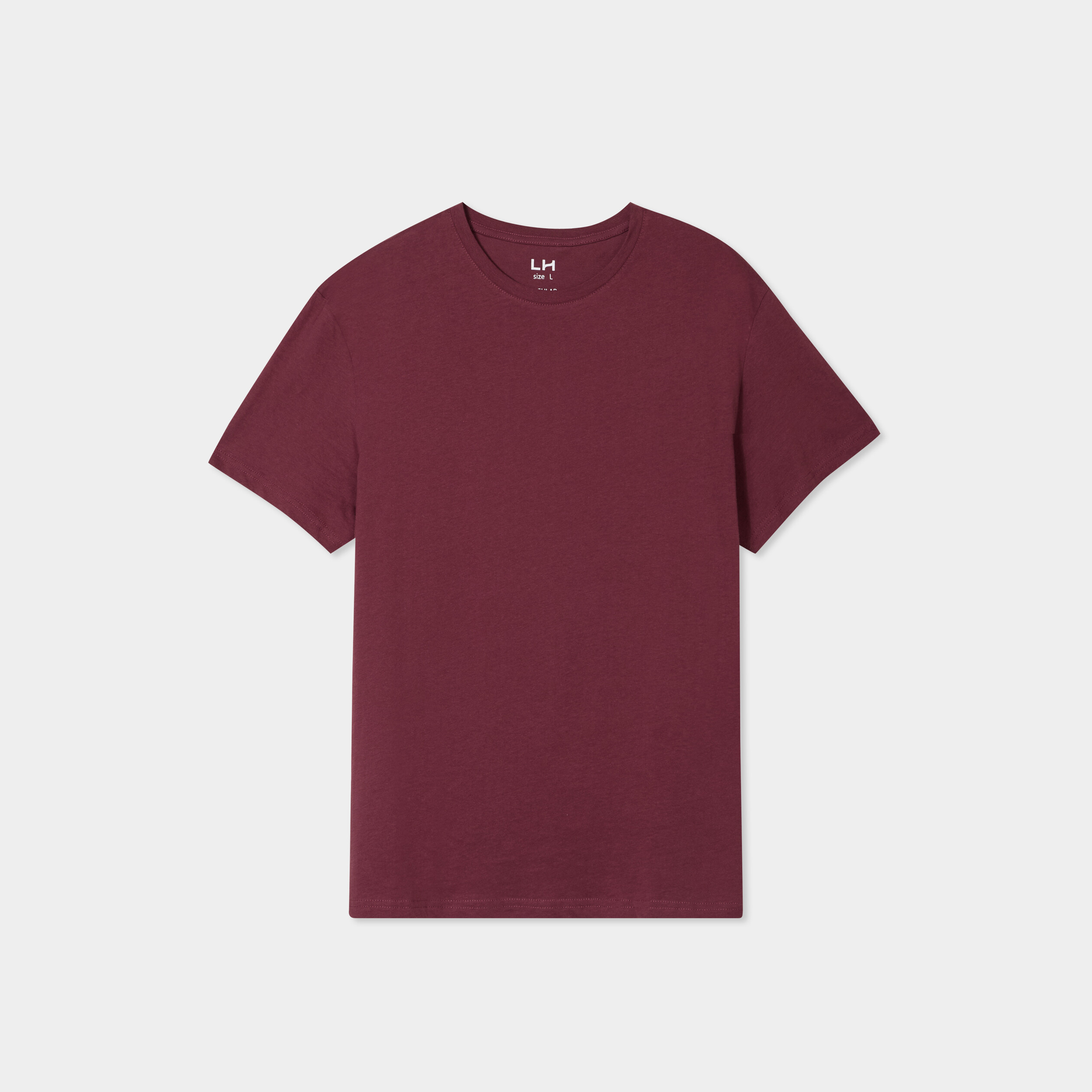 T-shirt droit en coton manches courtes prune homme