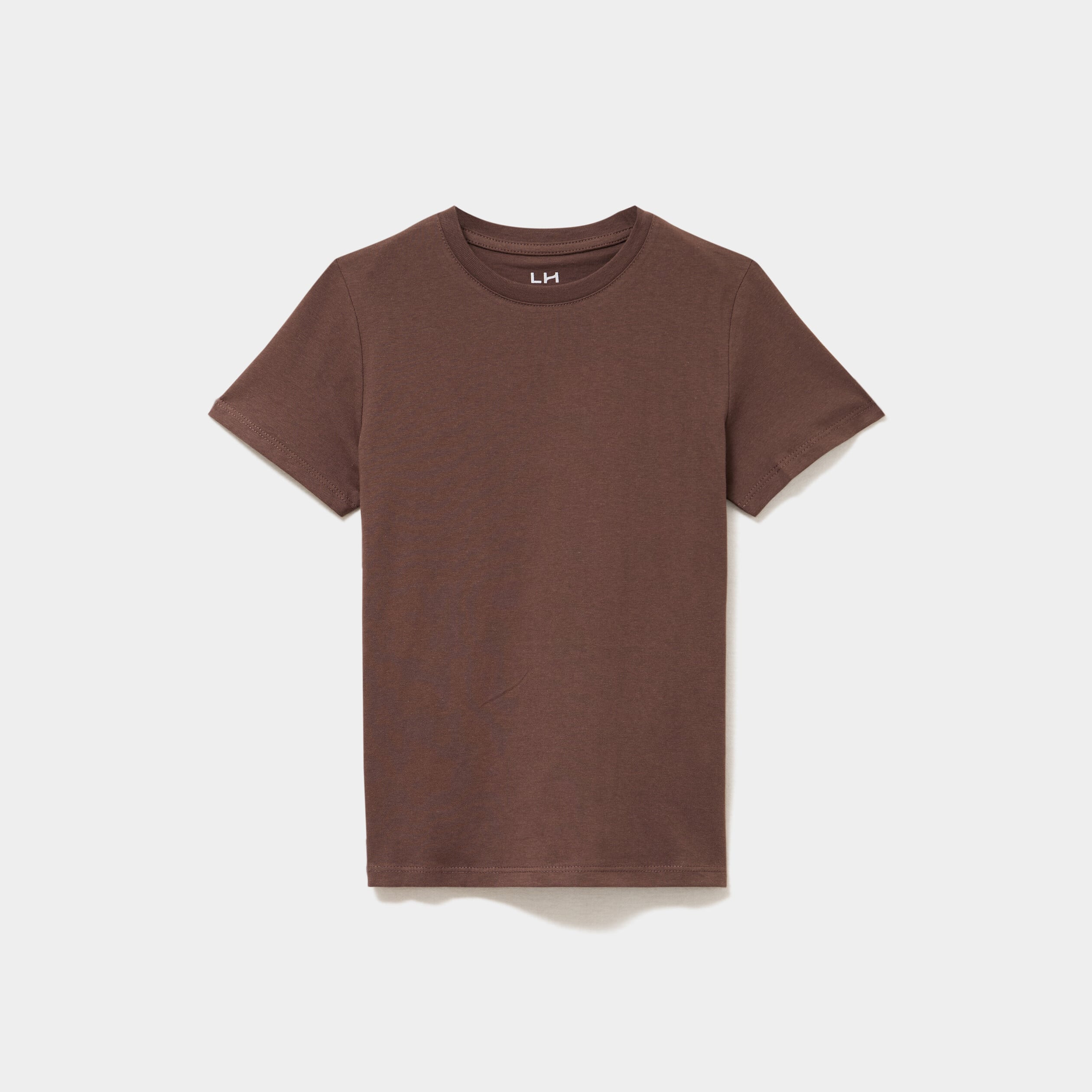 T-shirt en coton manches courtes marron fonc&eacute; gar&ccedil;on