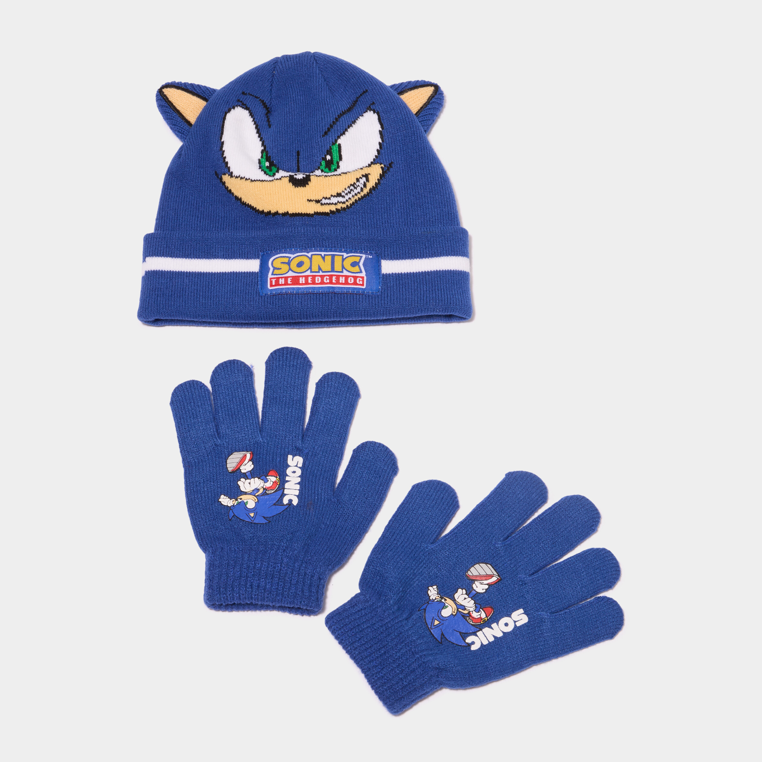 Ensemble bonnet et gants Sonic bleu gar&ccedil;on