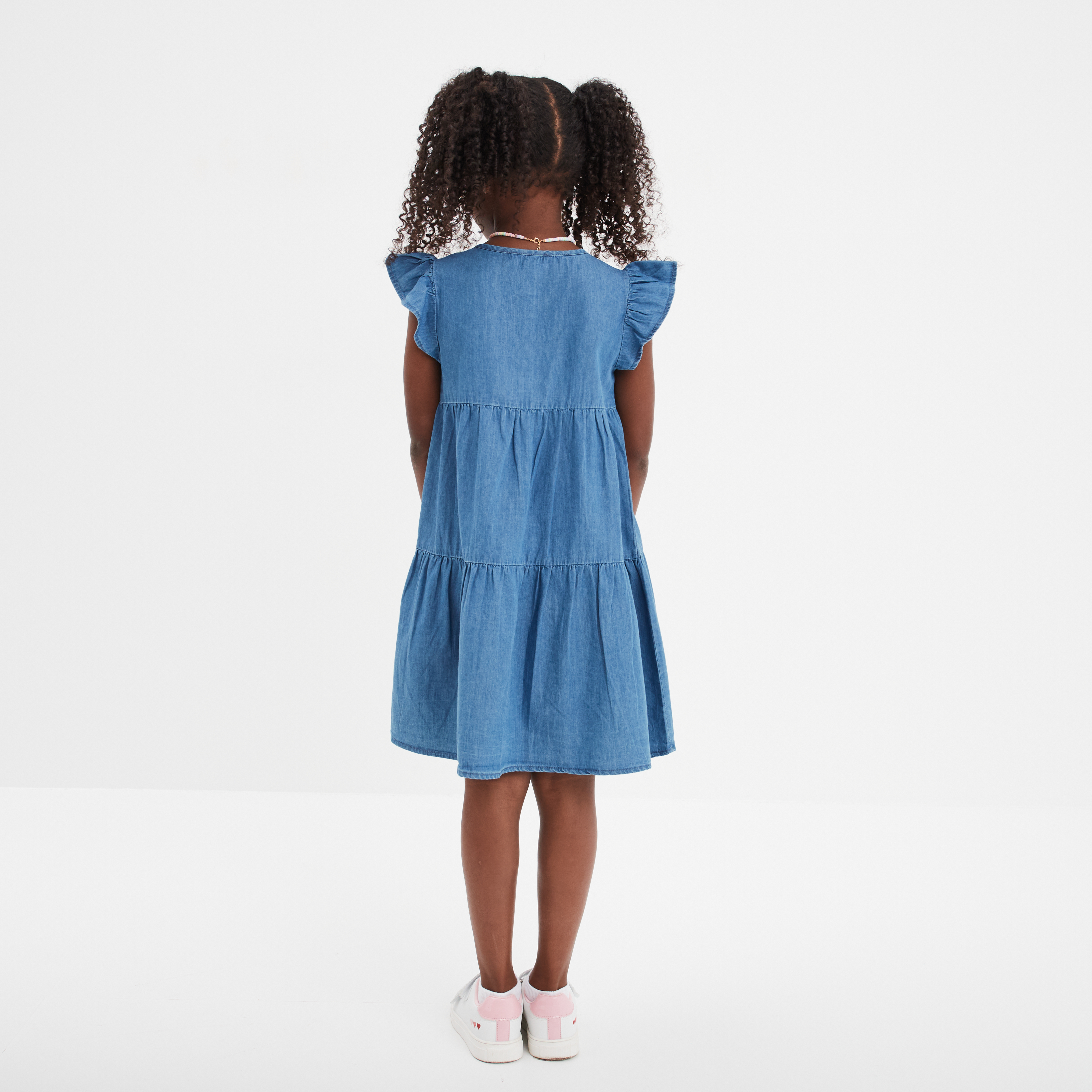 robe aspect jean evasee coton denim stone fille Robe aspect jean évasée coton denim stone fille