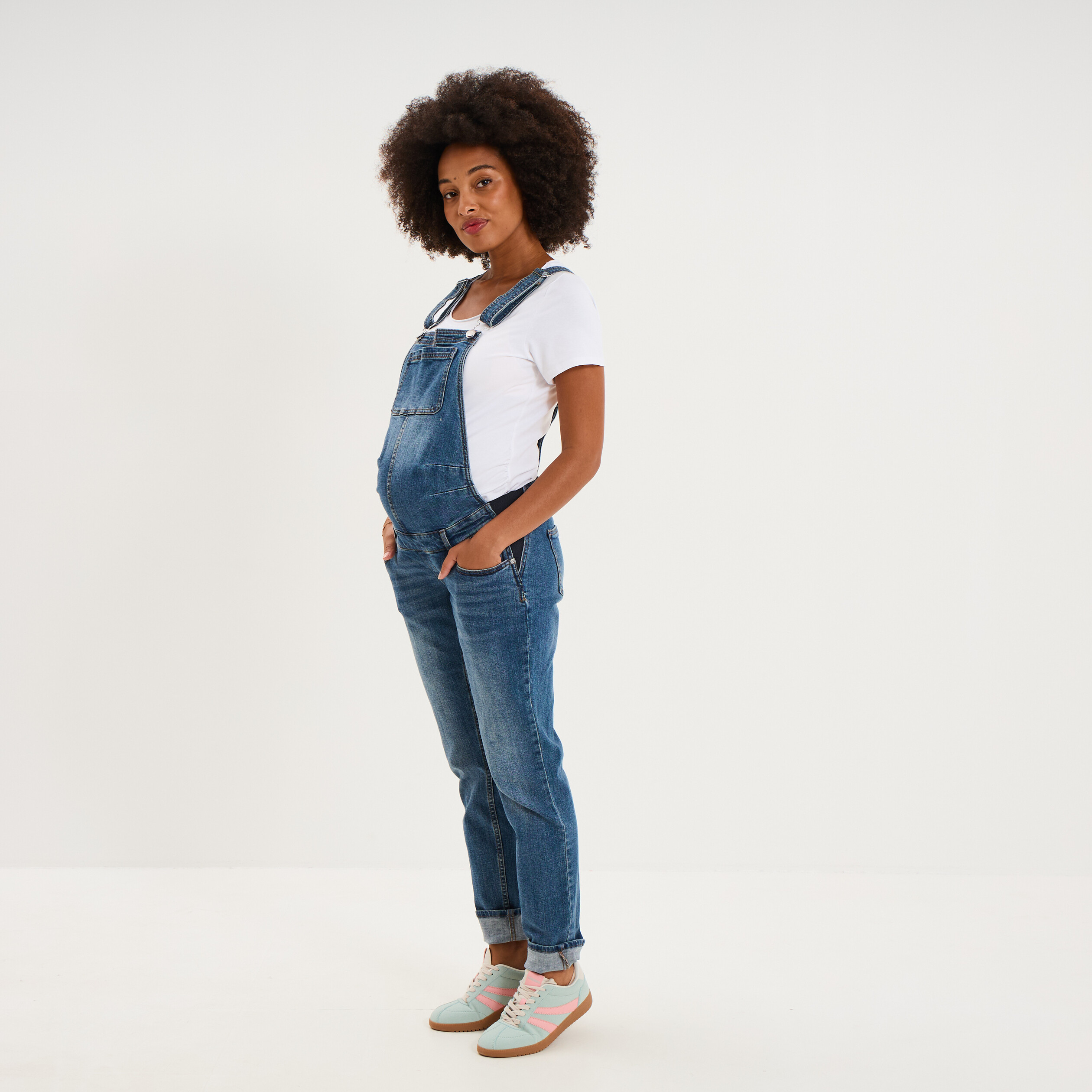 Salopette en jean de grossesse denim stone femme maternit&eacute;