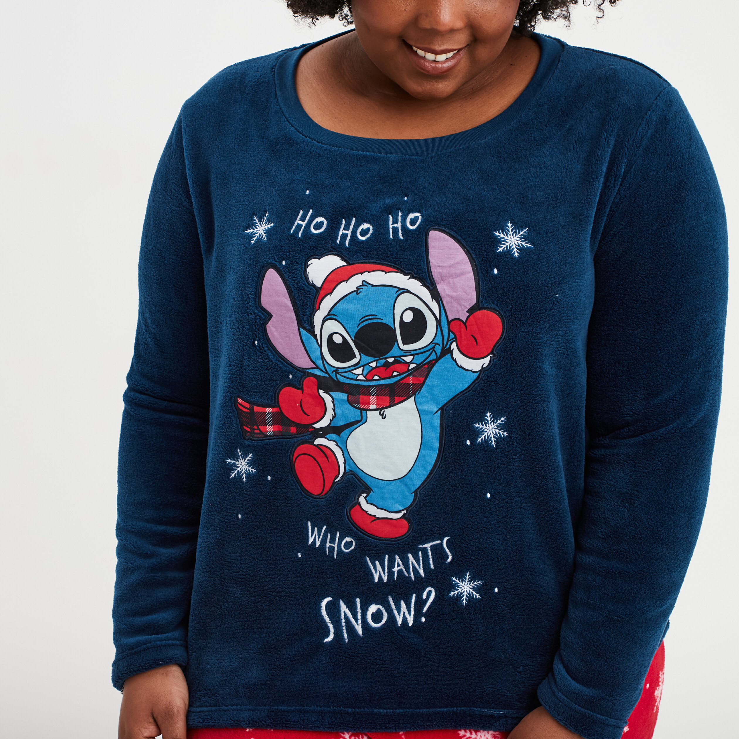 Ensemble pyjama velours Noël Stitch bleu marine femme grande