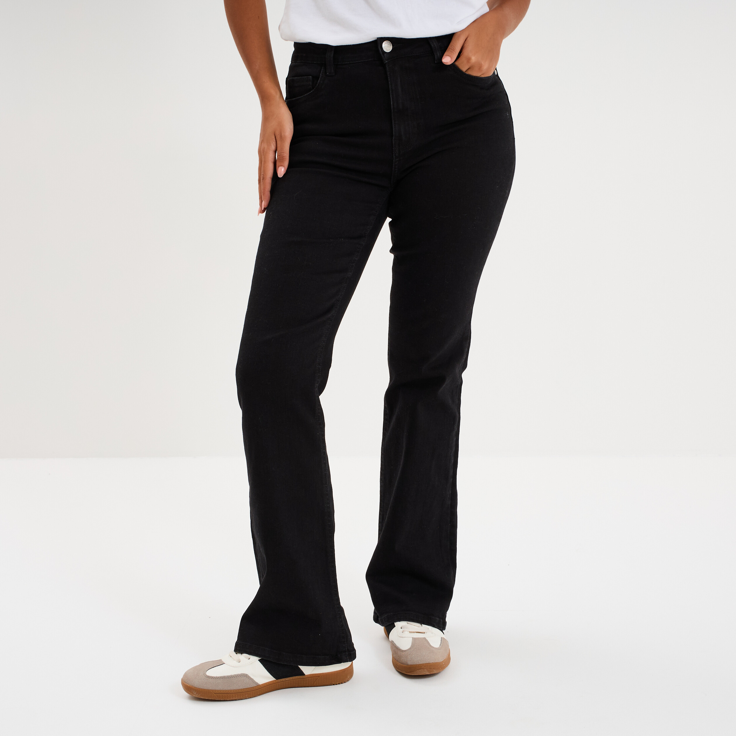 Jeans flare 5 poches denim noir femme