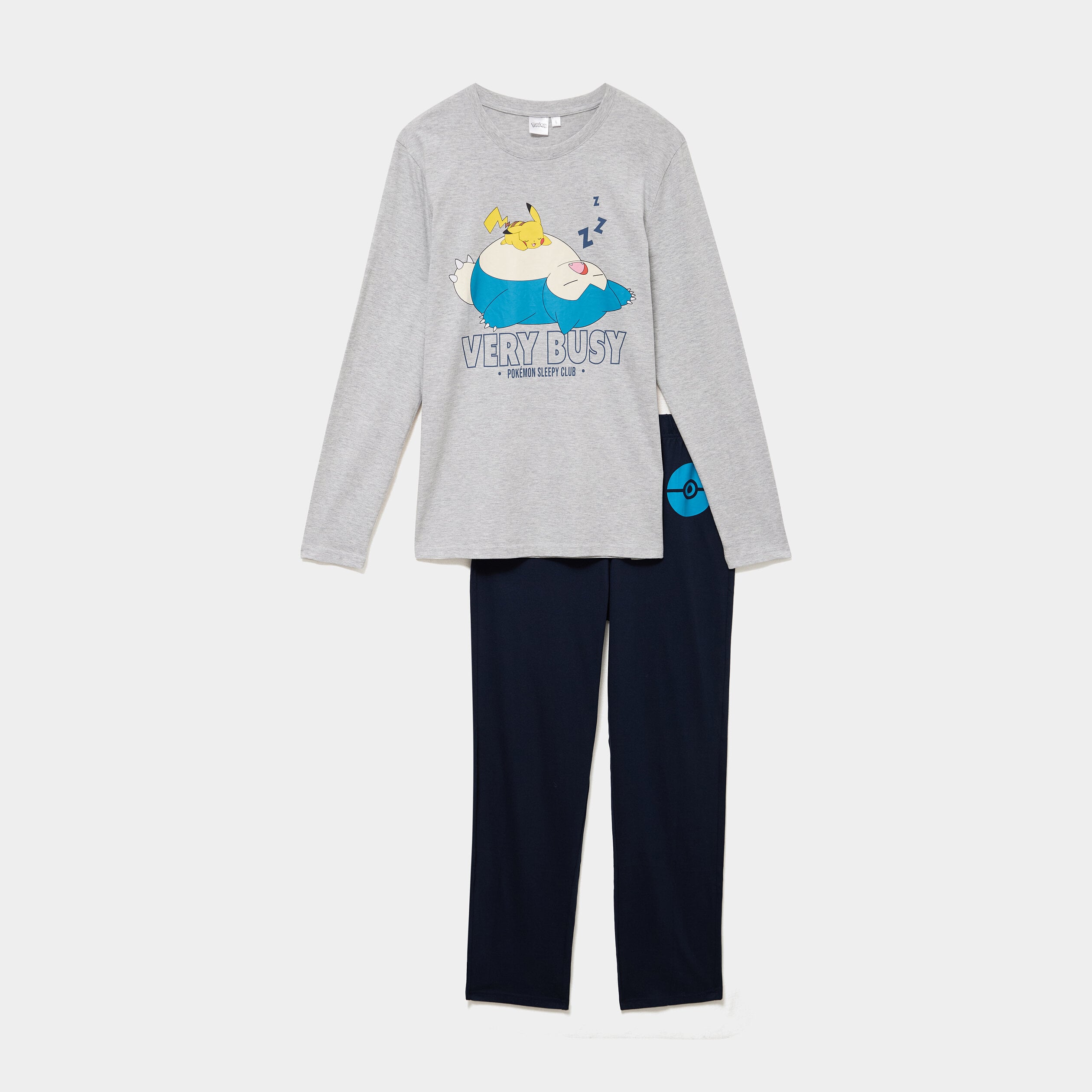 Ensemble pyjama pantalon coton Pok&eacute;mon bleu marine homme